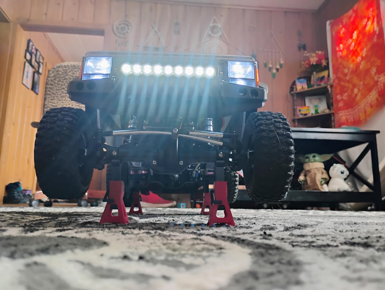 MEUS RACING RC Car LED Lights Roof Light Bar Kit - 1/10 1/8 Scale RC Crawler Upgrades for Axial SCX10, Wraith, Traxxas TRX4, TRX6, Redcat Gen8 (95mm, 9 Beads) customer photo 1