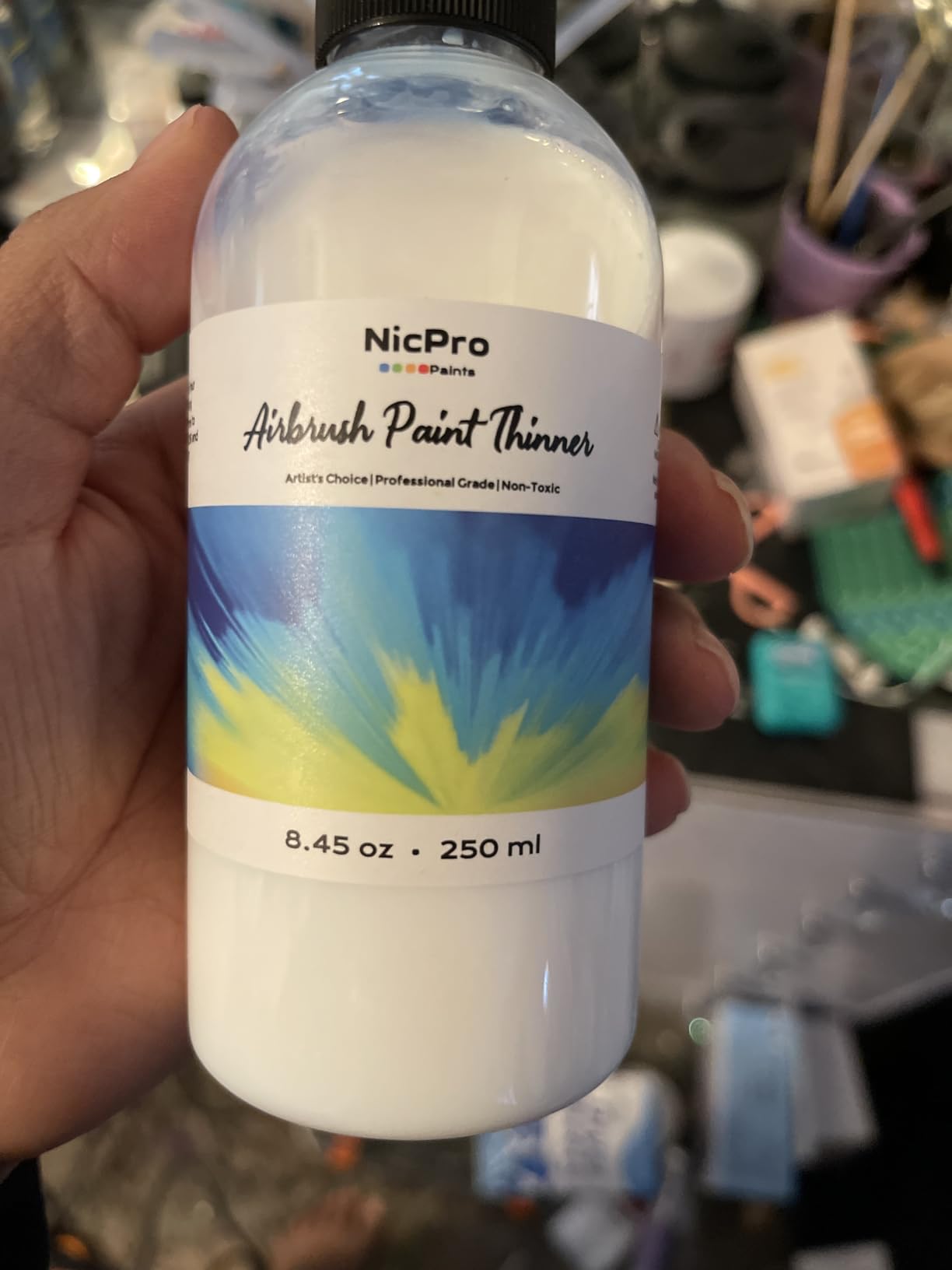 Nicpro Professional Airbrush Thinner, 8.45 oz Bottle Airbrush Paint Thinner for Acrylic Paints, Water-Based Air Brush Fluid Medium customer photo 4