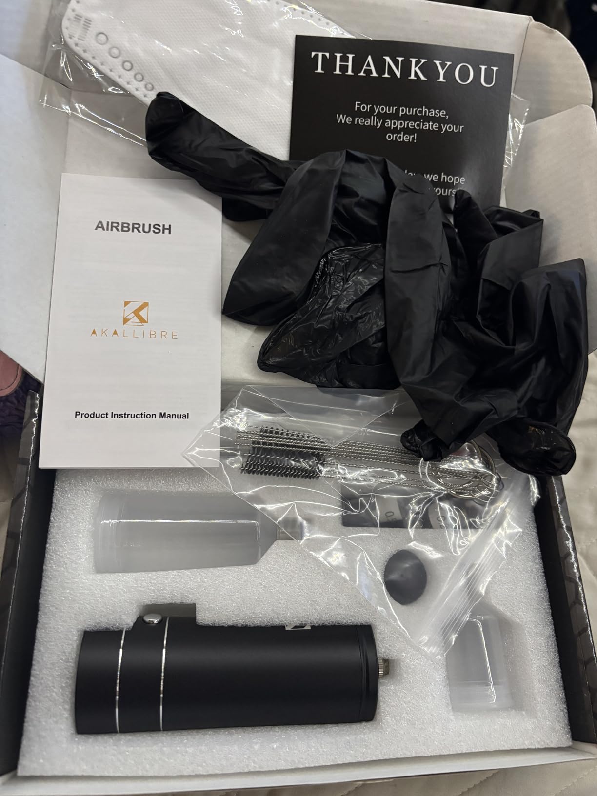 AKALLIBRE Airbrush Kit with Compressor, 48PSI High-Pressure Non-Clogging Airbrush Gun with 0.2/0.3/0.5mm Nozzles, Portable Airbrush for Nails Art, Cake Decoration, Painting etc. customer photo 1