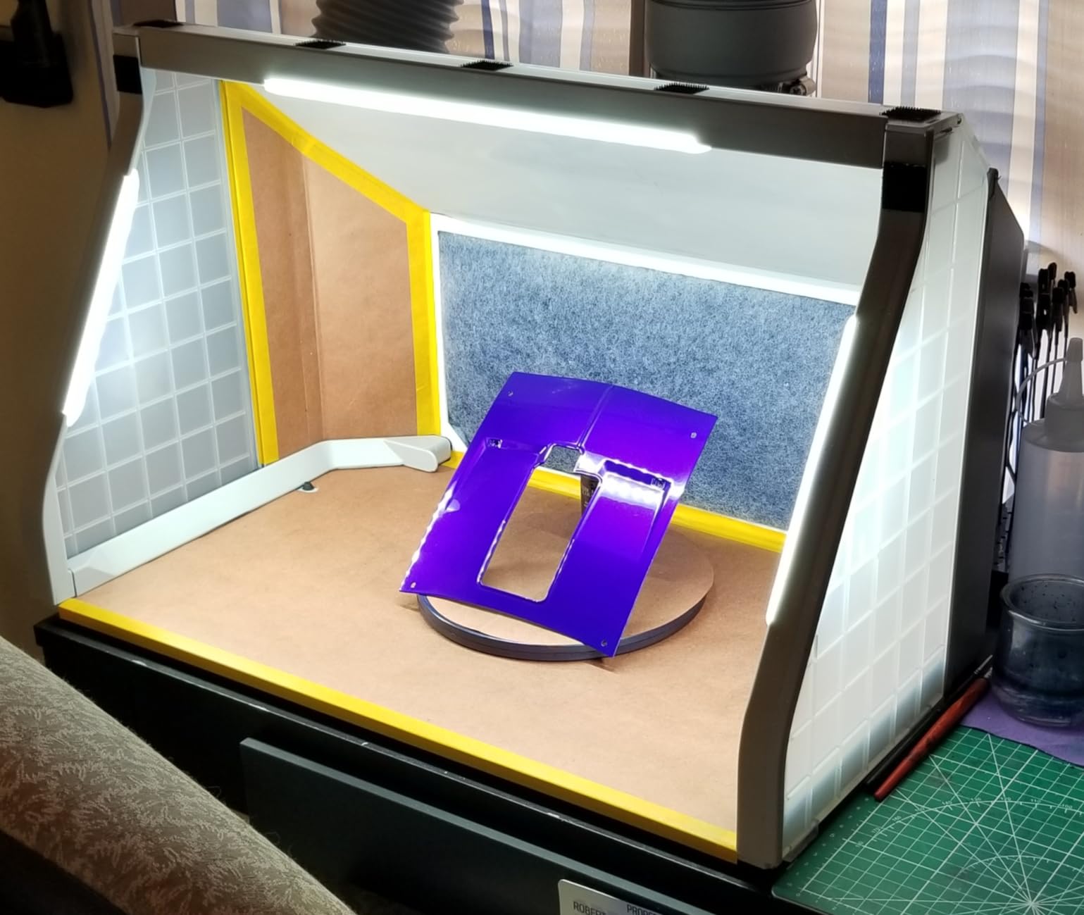 VIVOHOME Dual Fans Portable Airbrush Paint Spray Booth Kit with 4 LED Lights CRI 95, Spray Gun Racks, Turn Table and Filter Hose customer photo 2