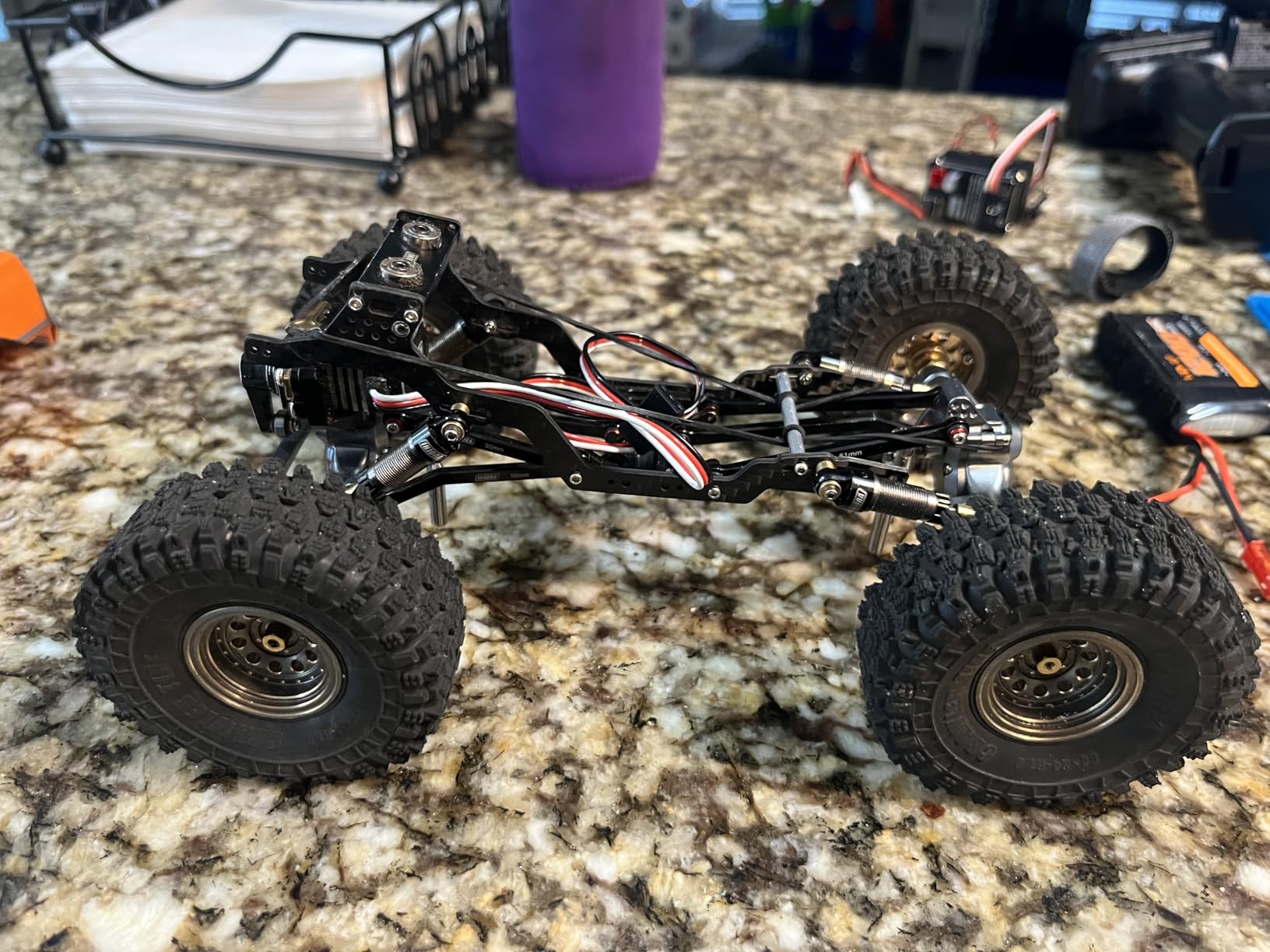 INJORA Universal LCG Carbon Fiber Chassis Frame Kit for 1/24 Axial SCX24 Upgrade, 35g customer photo 1