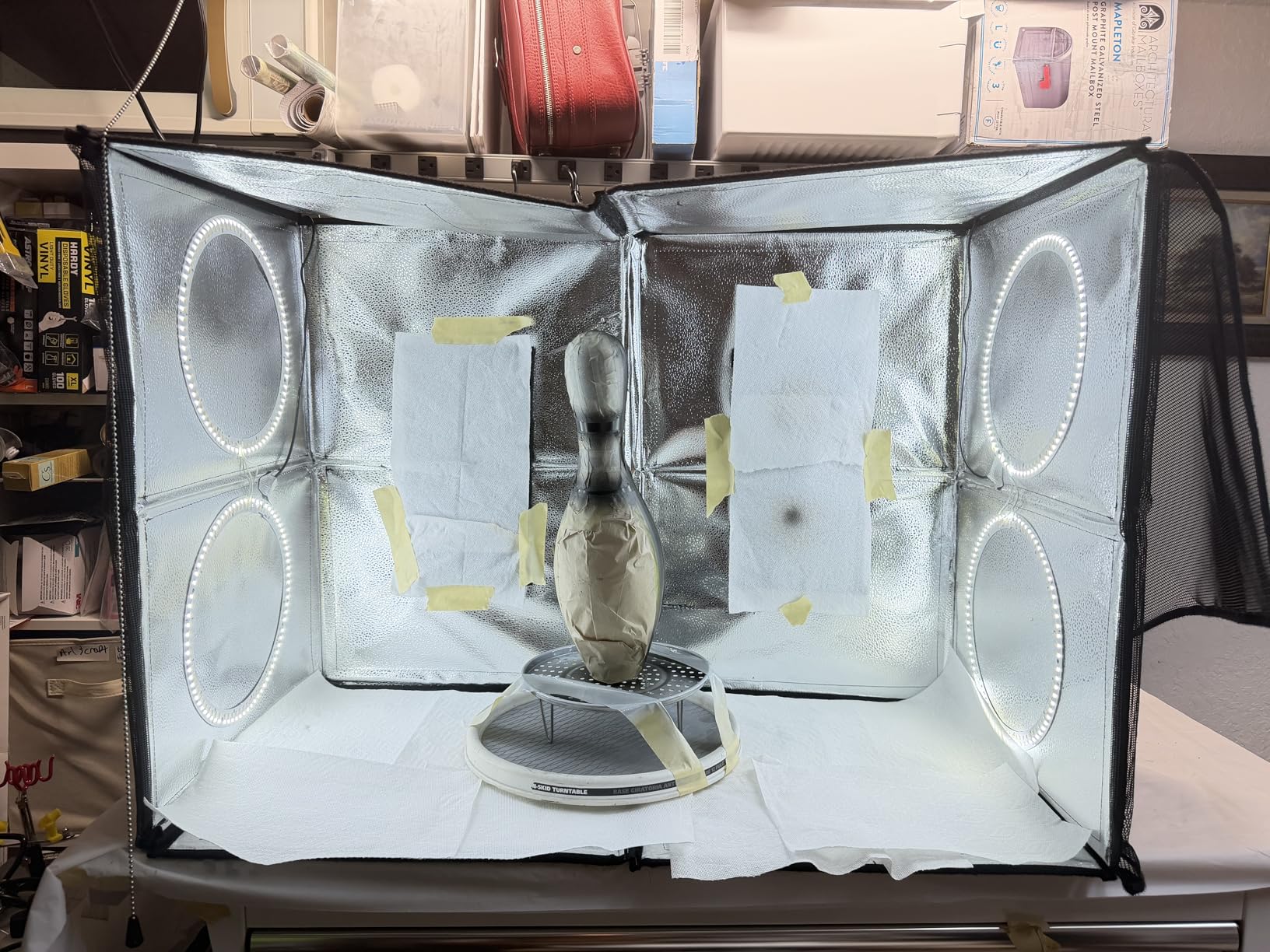 Airbrush Spray Booth with Dual Exhaust Fans, Portable Airbrush Paint Booth with 2 Round Led Lights, Turntable and Extension Hose customer photo 1