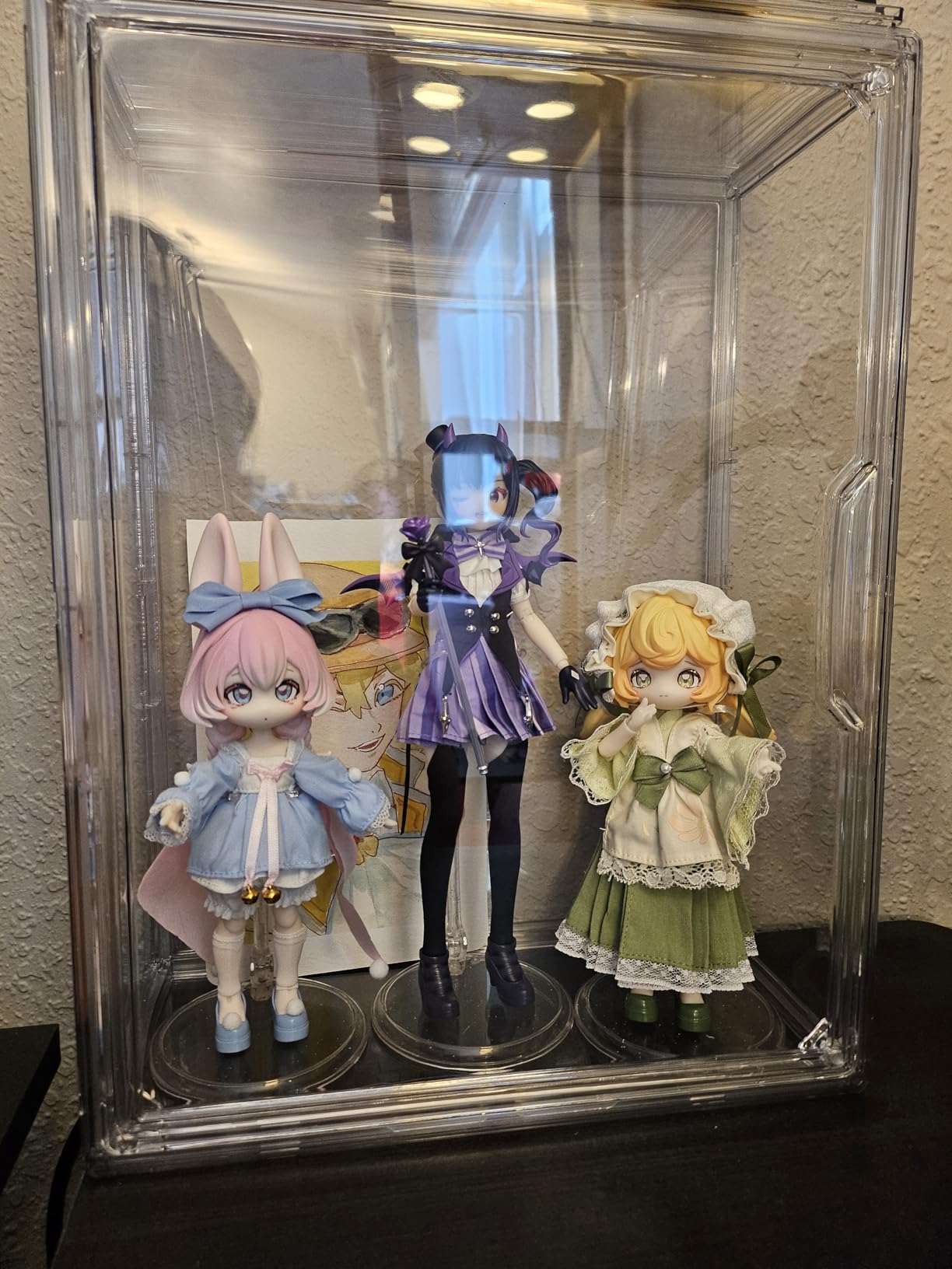 Acrylic Display Case for Collectibles 3 Tier Figure Display Case with 2 Movable Plates Clear Display Cases for Figures with Magnetic Door Tall Display Box, 1 Pack customer photo 2