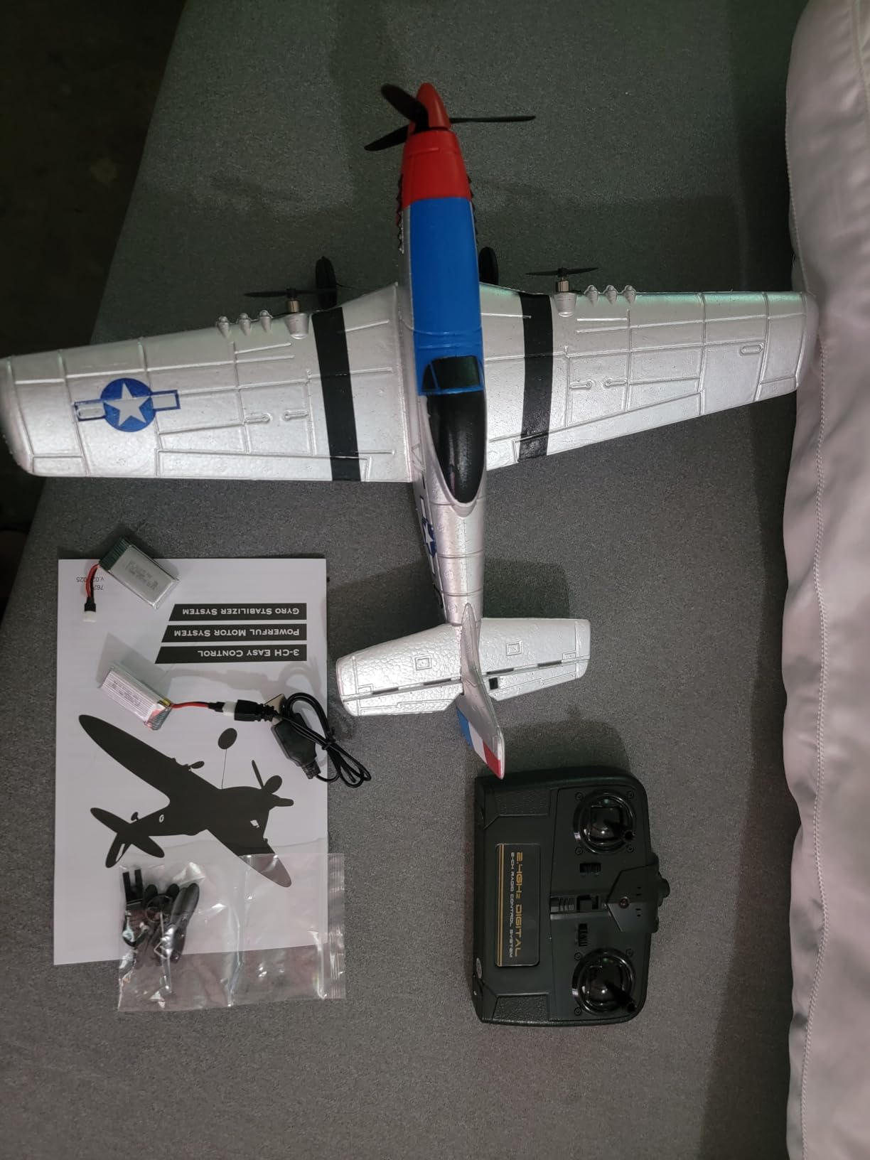 RC Plane, 3 Channel BF-109 Remote Control Airplane, 2.4GHz & 6 Axis Gyro Stabilizer, 2 Batteries Included, Ideal for Adults, Beginners customer photo 1