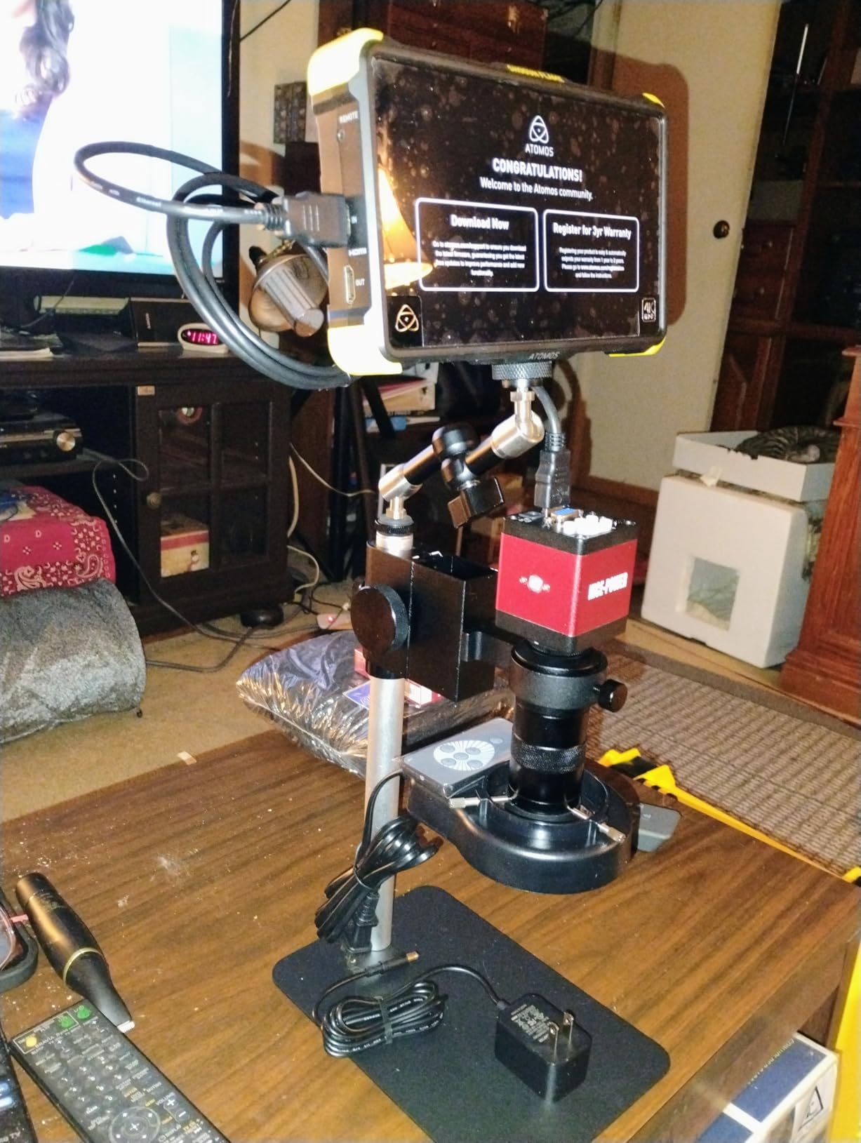 NICE-POWER Digital Microscope with Metal Base, 13MP 1080P HDMI VGA Industrial Microscope Magnifier, 130X Zoom C-Mount HD Lens, LED Ring Light, Soldering Electronic Repair Bench Microscopes customer photo 1