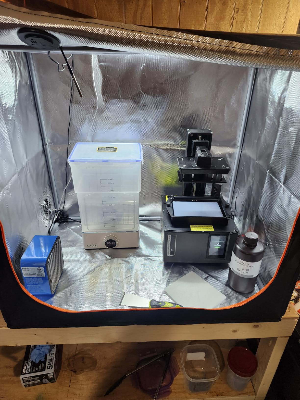 Multifunctional Large Resin 3D Printer Enclosure with Ventilation Kit LED Light, 3D Print Vented Enclosure Eliminate Odors Dustproof Isolate Noise Tent Cover Compatible with LCD Resin UV 3D Printer customer photo 1
