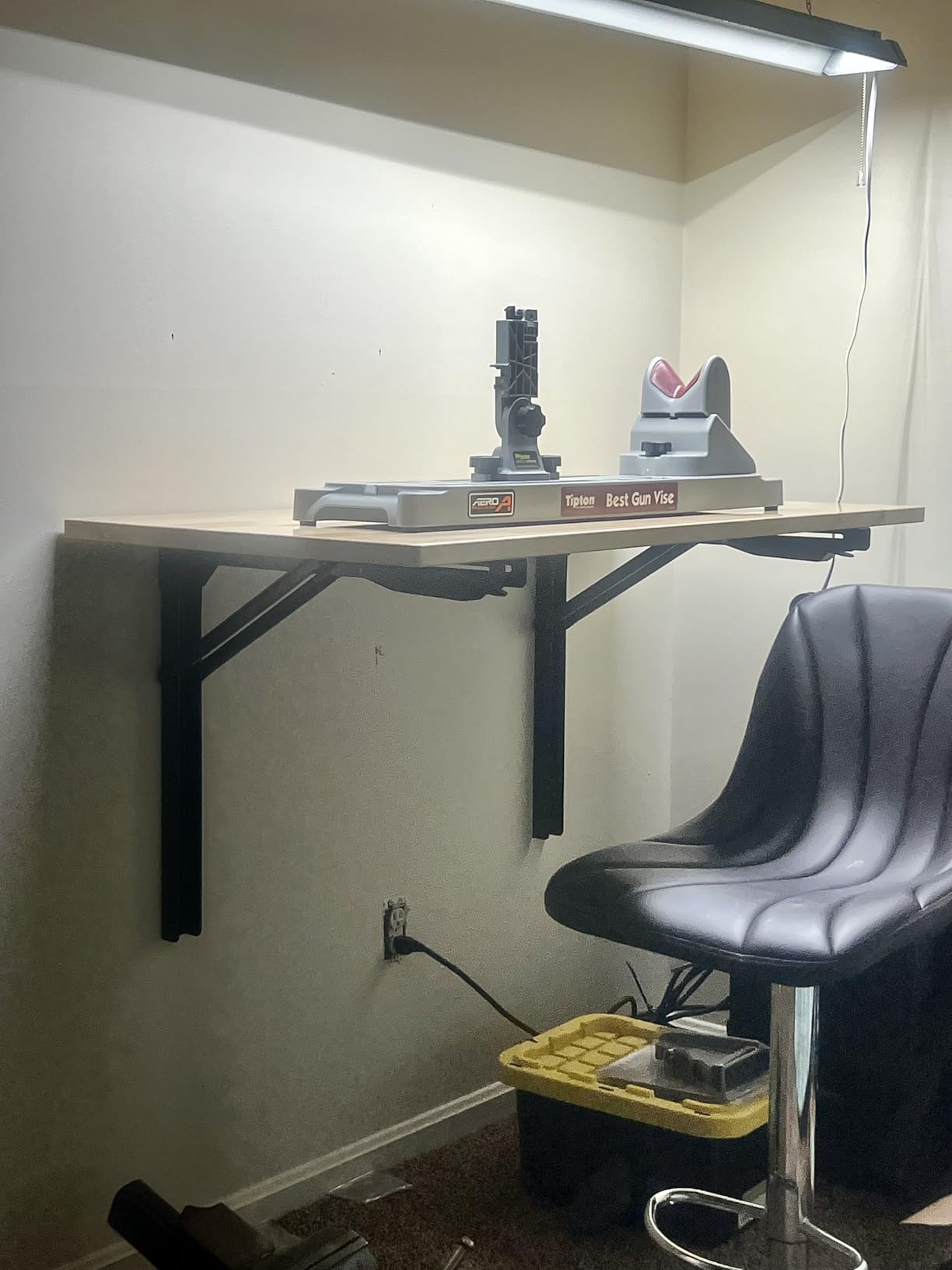 WALMANN Space Saving Wall Mounted Folding Workbench, Heavy Duty Folding Wall Table/Desk for Garage, Workshop, Holds Up to 550 lbs(Tabletop Size: 47.25 x 22.75inch) customer photo 1