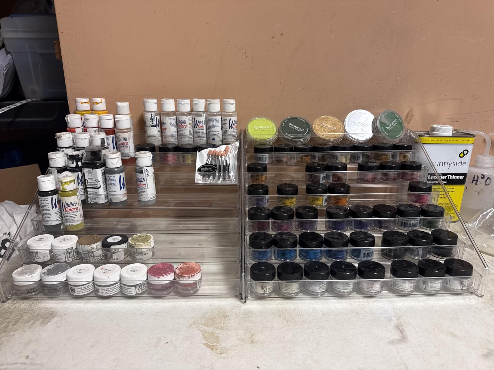 7-Layer Acrylic Craft Paint Storage & Brush Holder, Miniature Hobby Paint Bottle Rack for Model Paints, Small Airbrush Nail Polish Supply Holder, Clear Alcohol Ink Display Organizer customer photo 1