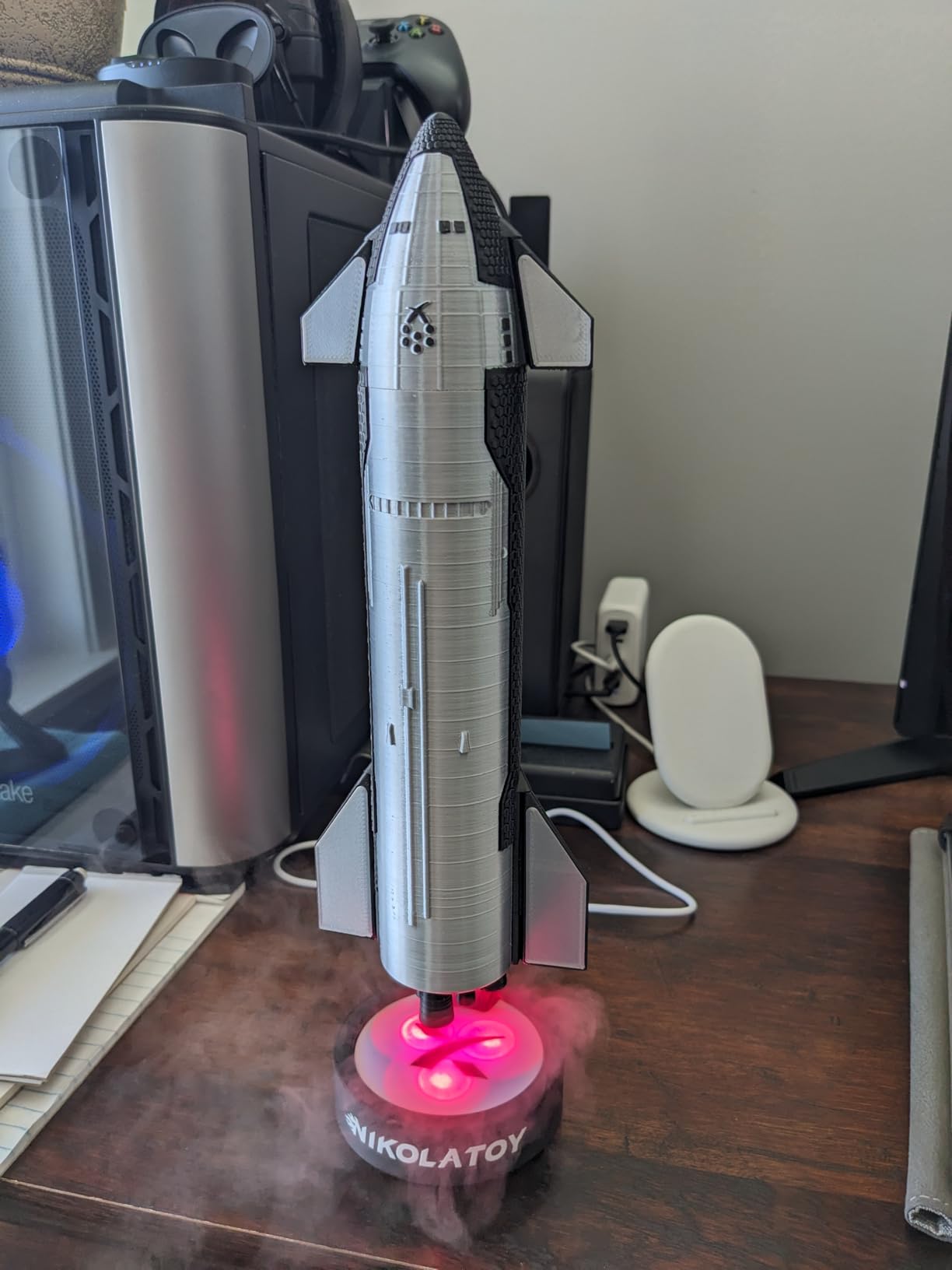 NIKOLATOY SpaceX Starship Model 1:200 Scale - Space Rocket with LED Lights and Misting Function - Aerospace Collectible Rocket Toy Desktop Ornament customer photo 2