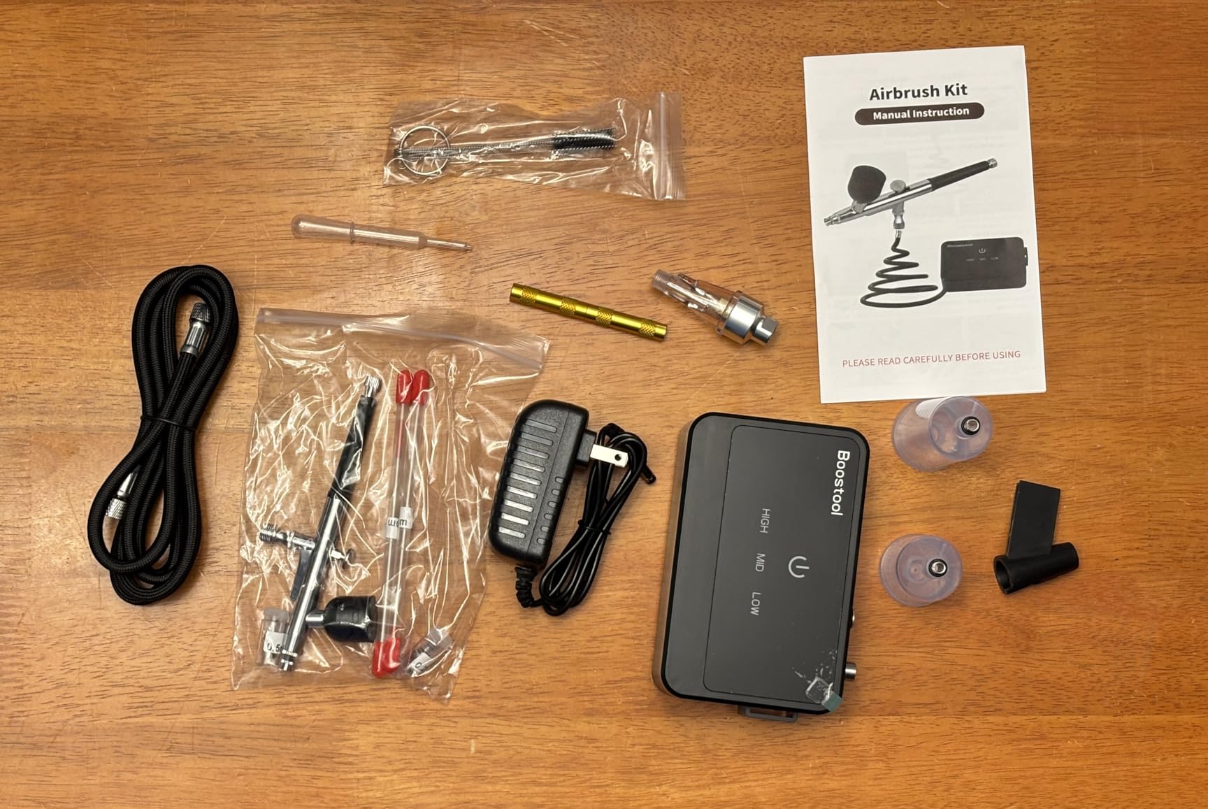 50 PSI Airbrush Kit with Air Compressor, High Pressure Portable Air Brush Gun with 0.2/0.3/0.5mm Nozzle/Cleaning Sets, Airbrush Spray Gun Set for Painting, Makeup, Cake Decor, Tattoo, Nails Art customer photo 1