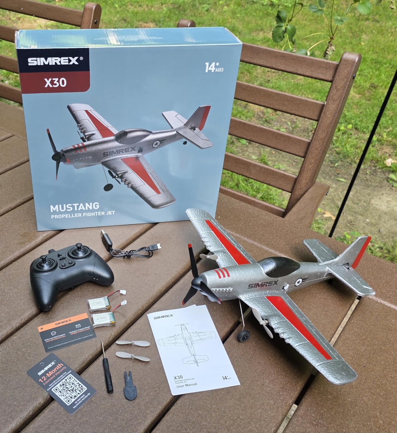SIMREX RC Plane for Kids - 2.4GHz 3-Channel Remote Control Airplane Toy with 6-Axis Gyro, 2 Speeds, 2 Batteries, P51 RC Airplane, Foam Glider - Gift for Boys & Girls customer photo 2