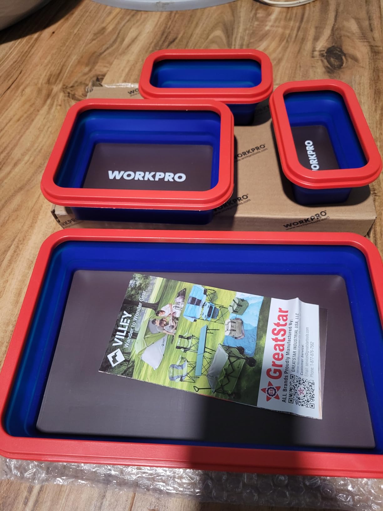 WORKPRO 4PC Collapsible Magnetic Parts Tray Set, Double-Sided Magnet Bowl for Screws, Nuts, Pins, Foldable Bolt Tray for Garage, Maintenance, Silicone Mechanic Tools Gift for Man, 11 Inch & 6.3 Inch customer photo 1