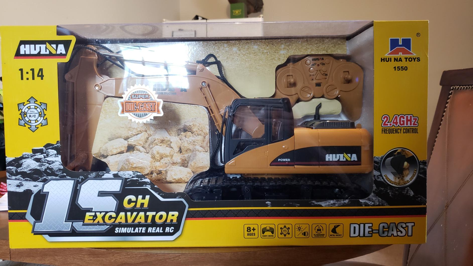 kolegend 1:14 RC Excavator 25 Channel 4 in 1 Construction Toys, Remote Control Vehicles Tractor Sandbox Toys Digger, with Metal Bucket, Drill Bit, Gripper & Wood Gripper RC Truck customer photo 2