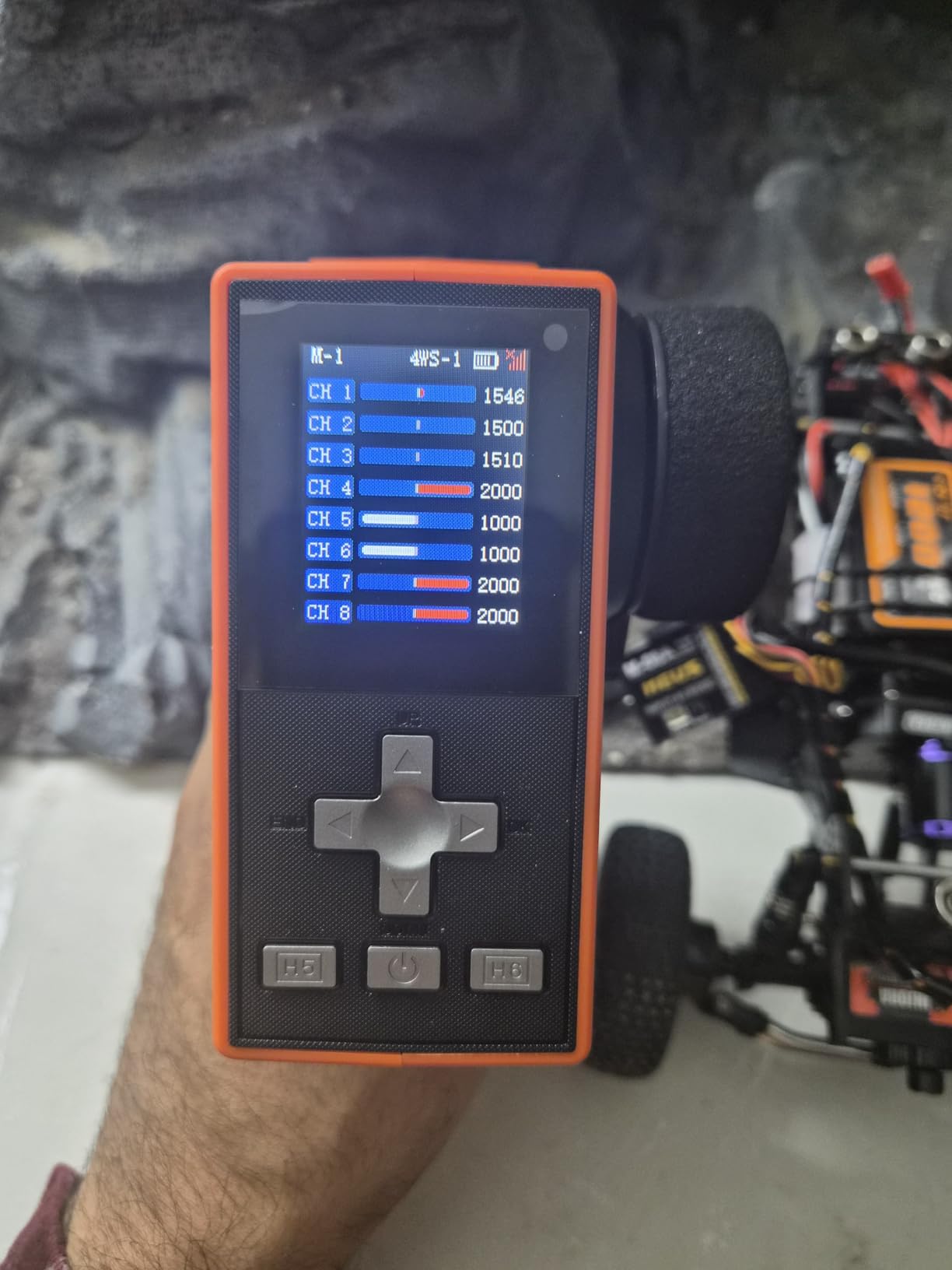 MEUS RACING ME-8B RC Transmitter 8 Channels 2.4GHz and Receiver for 1/8 1/10 1/18 1/24 RC Crawler Car Boat TRX4 TRX4M SCX10 SCX24 Upgrades Parts (Orange) customer photo 2
