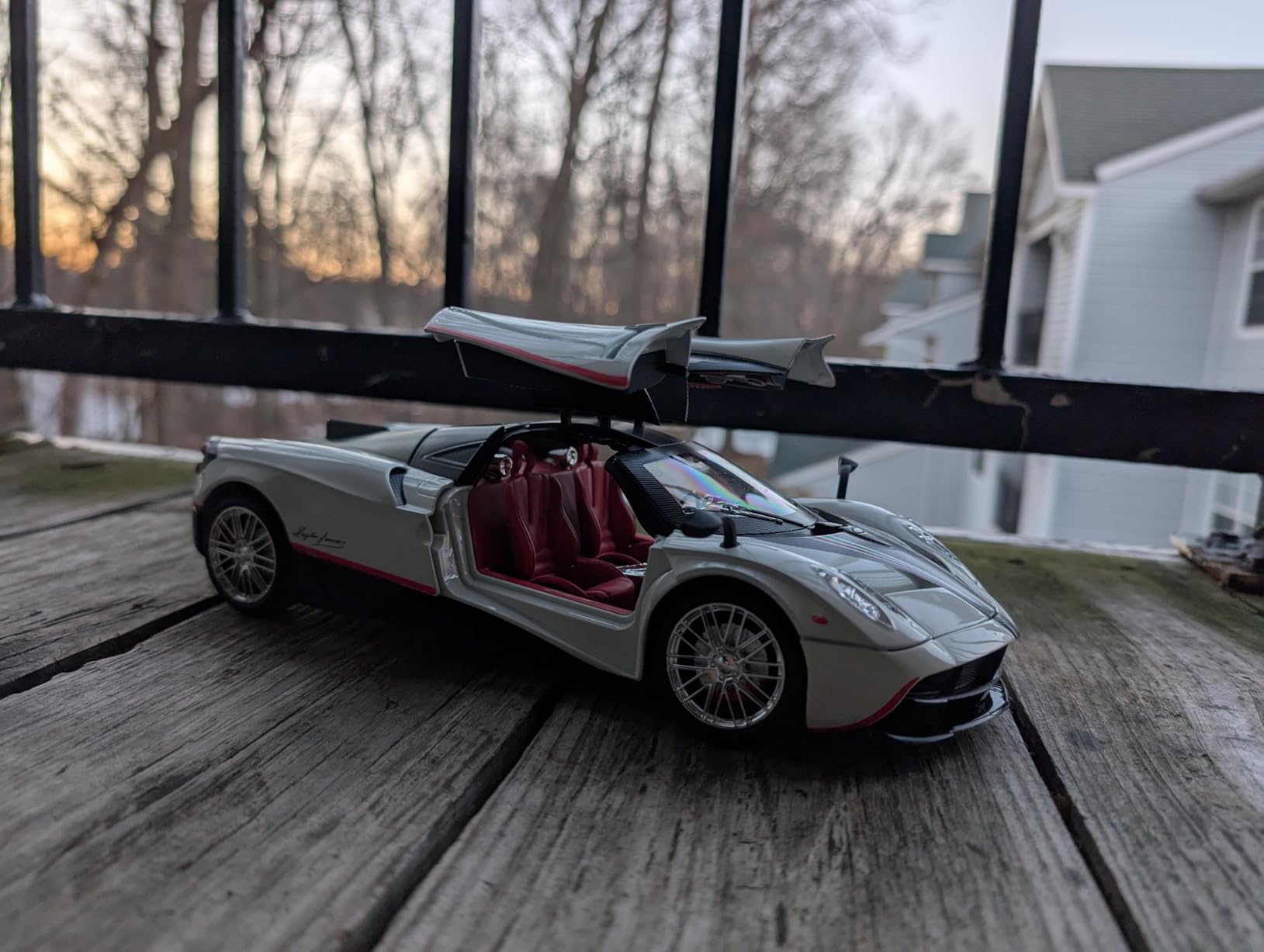 Car Toys for Boys 1 18 Scale Diecast Cars Compatible for Pagani Huayra Dinastia Model Car Kits Collection Metal Pull Back Cars with Light and Sound Purple customer photo 1