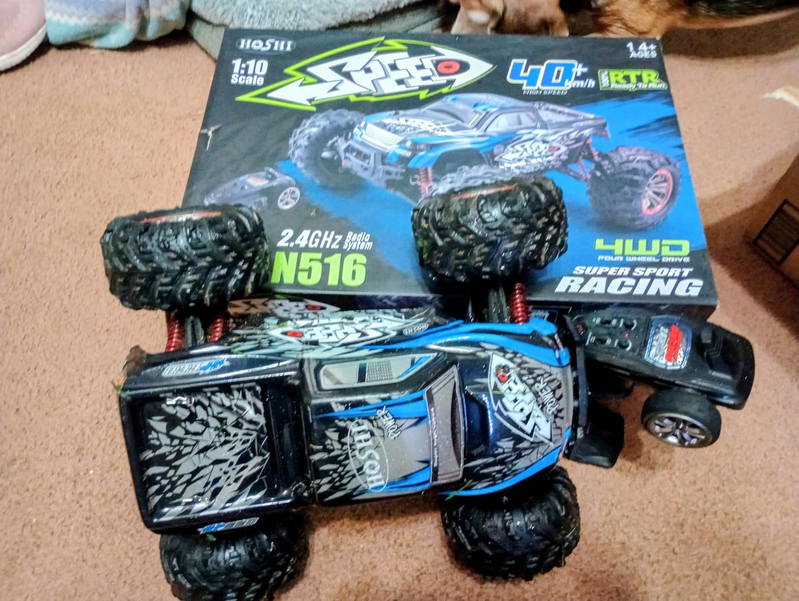 1/10 RTR Fast RC Cars, 30mph Hobby Electric Off-Road Monster Truck, Waterproof High Speed RC Car 4WD Blue Remote Control Car with Two Rechargeable Batteries customer photo 1