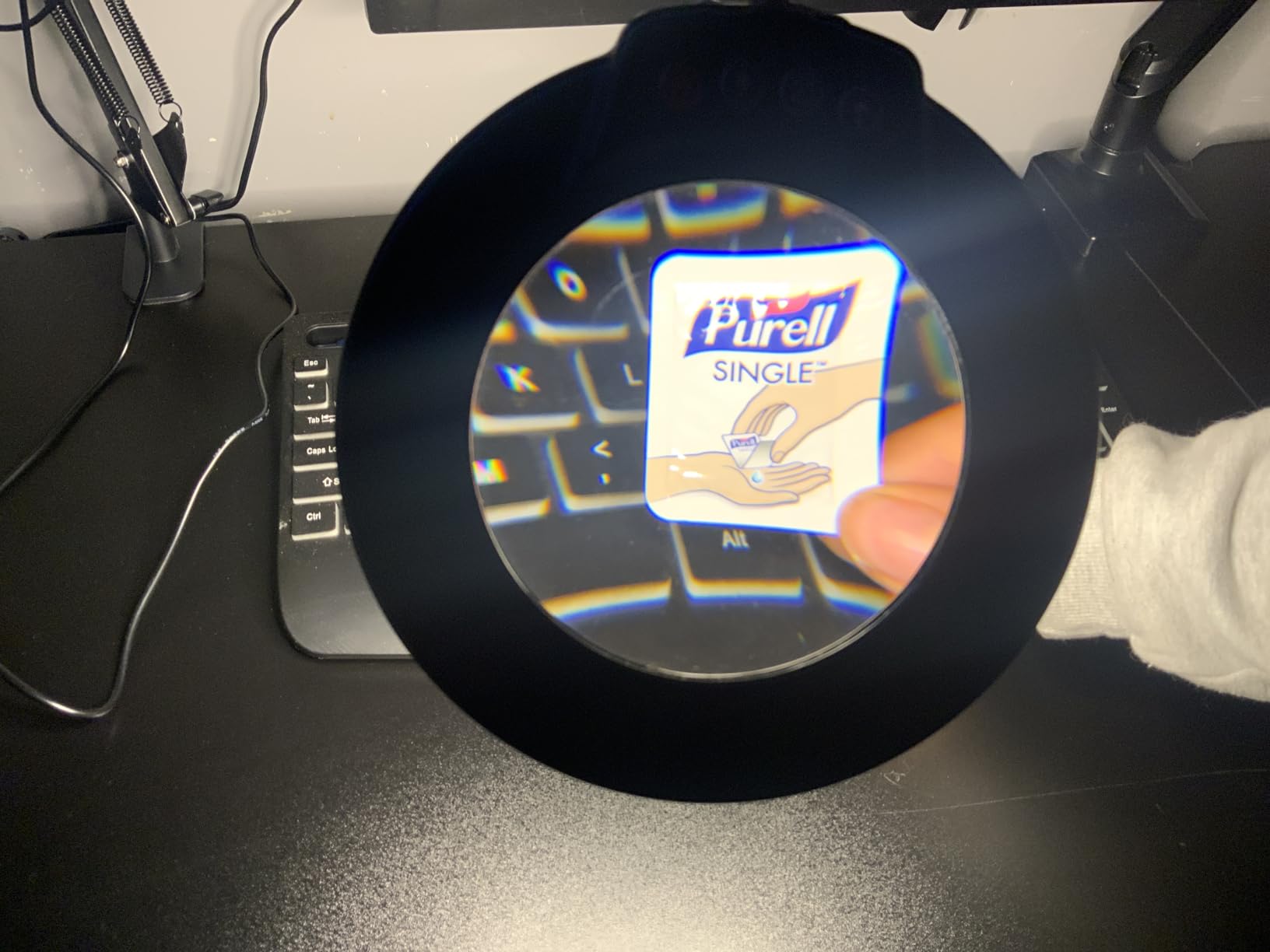 12X Magnifying Glass with Light and Clamp, Ultra Long 3 Section Swing Arm LED Desk Lamp, Real Glass Lens, 5 Color Modes Dimmable, Hands Free Lighted Magnifier with Stand for Repair Craft Close Work customer photo 2
