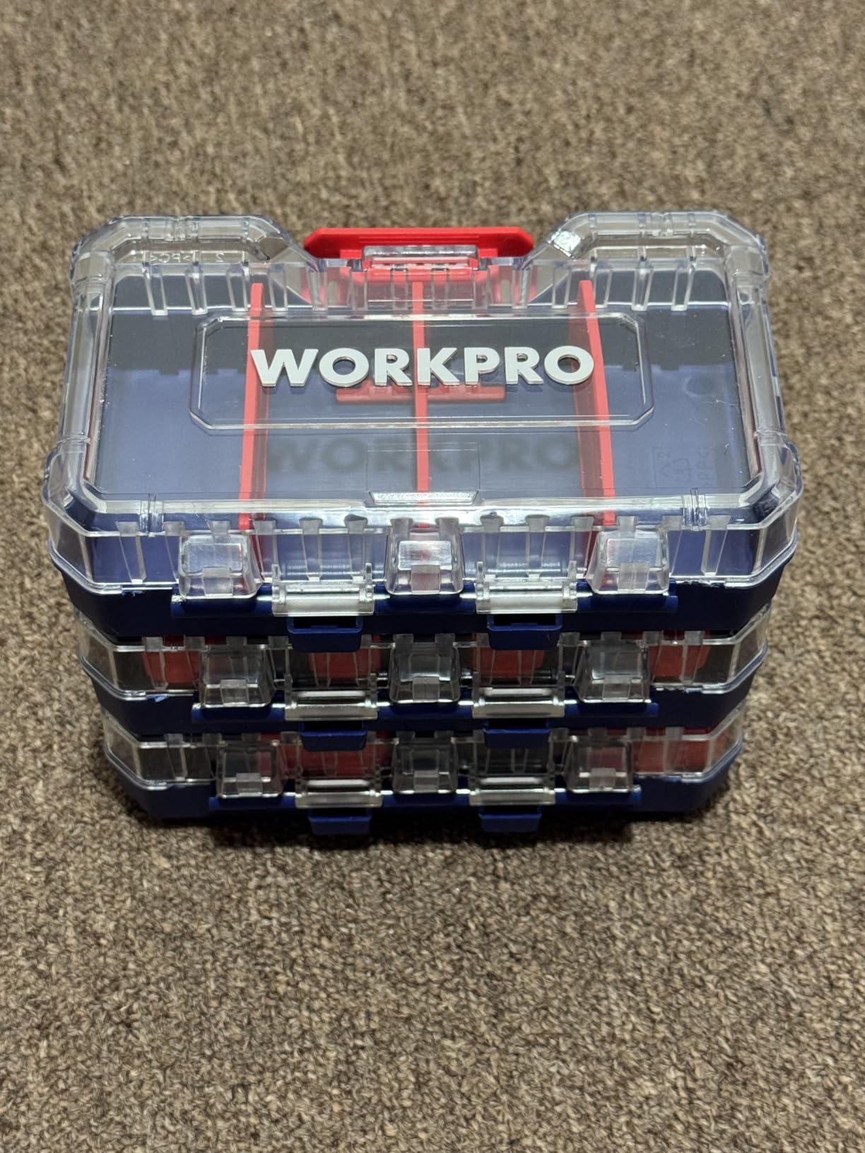 WORKPRO Small Parts Organizer 3 Pieces, Portable Stackable Hardware Storage Case with Removable Dividers, Clear Lid Tool Box Organizer for Screws, Bolts, Nails, Craft Supplies and Small Accessories customer photo 1