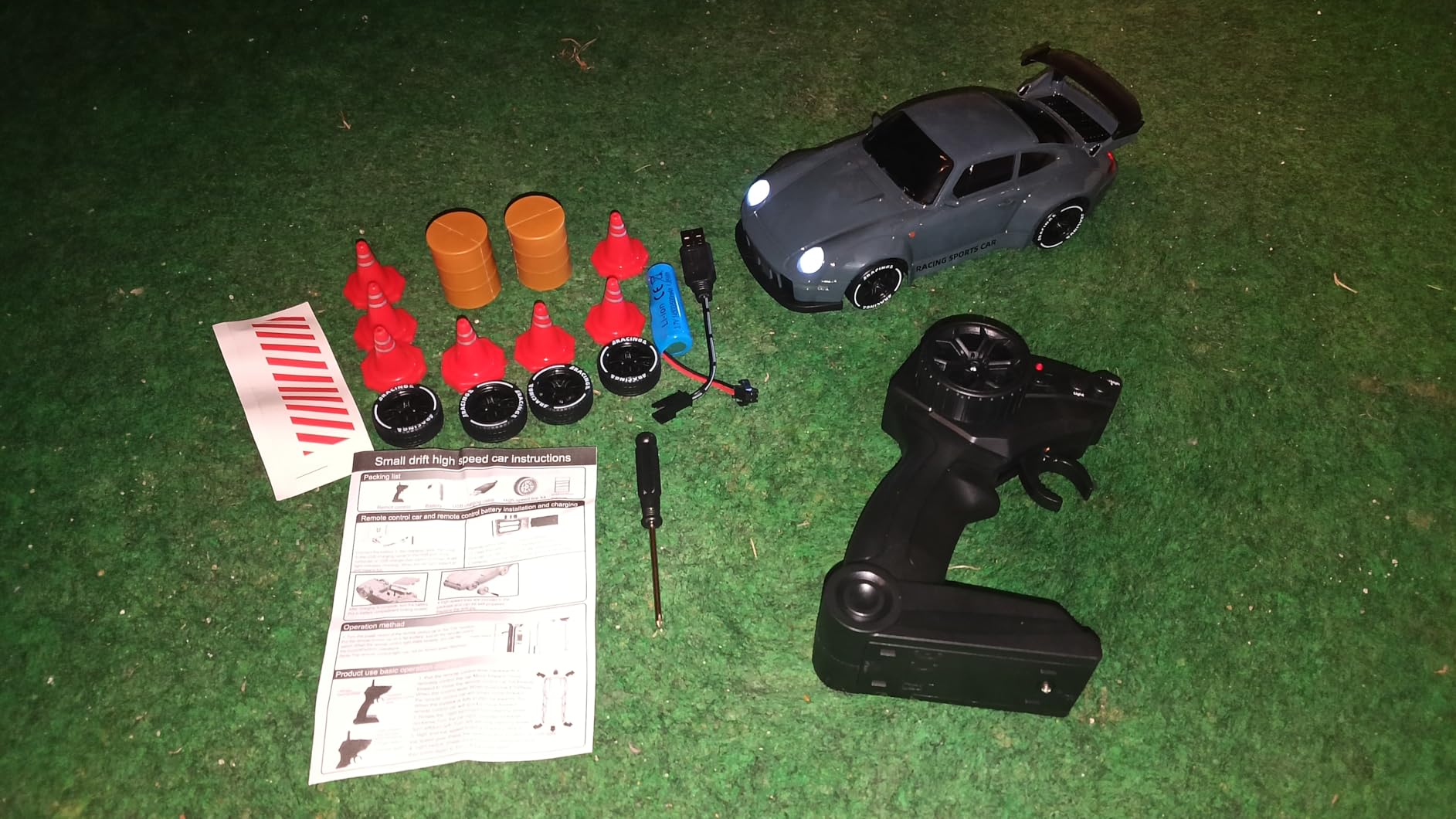 1:24 Scale RC Drift Car with LED Lights, 25km/h 4WD High Speed, Dual Batteries 50+ Min Play, 2.4GHz Remote Control, Multi-Surface Drift Tires, Racing Toy Vehicle for Adults Boys Girls, Storm Drive customer photo 2