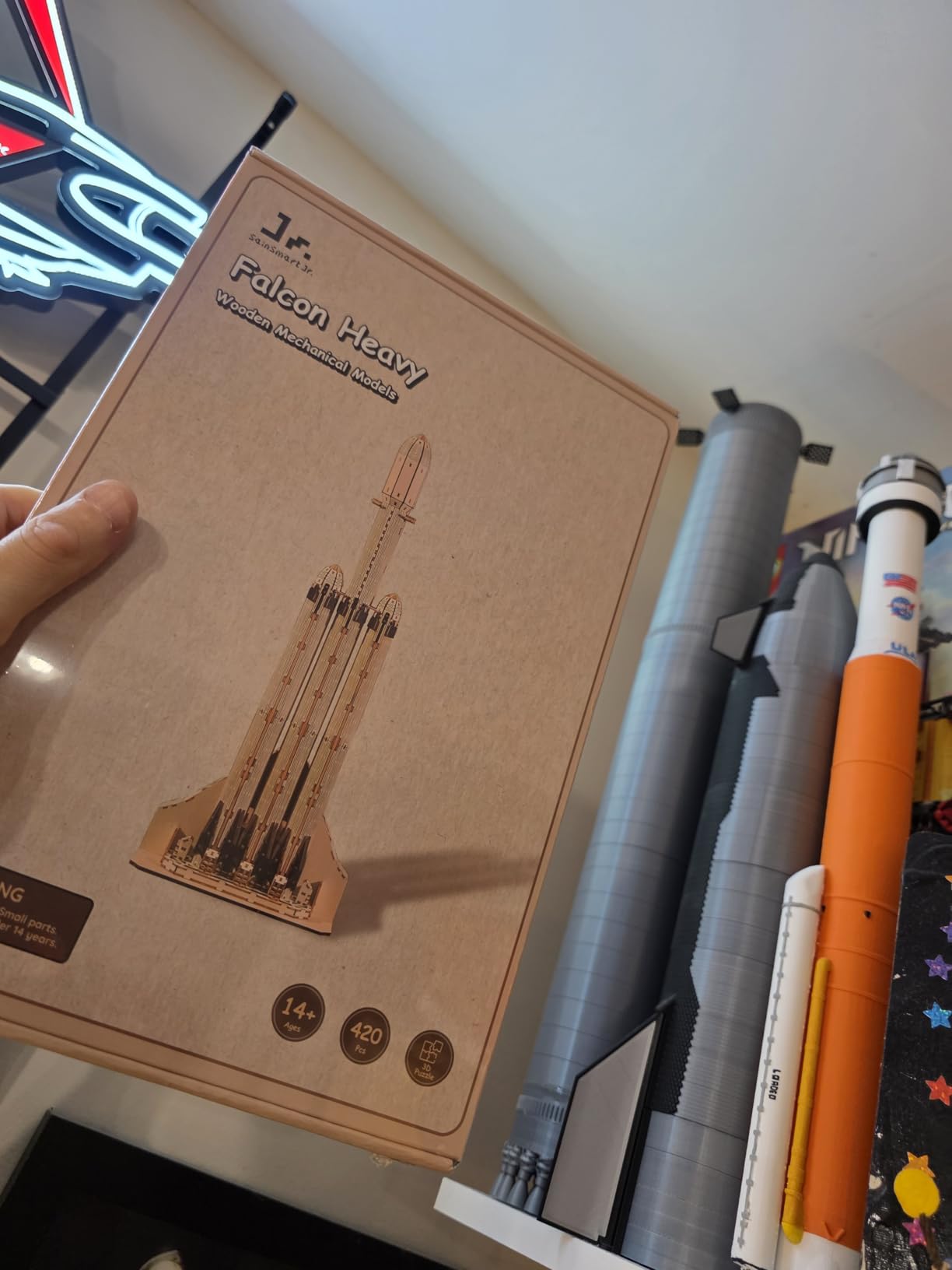 SainSmart Jr. 3D Wooden Puzzles for Adults - Space-X Falcon Heavy, DIY Rocket Model Kit & STEM Educational Toy customer photo 1