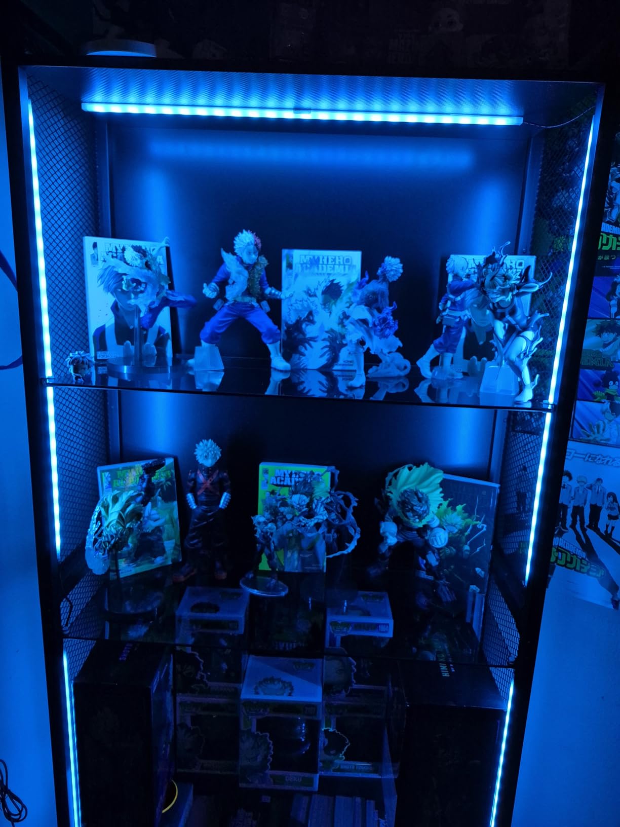 AODK Display Case with LED Lights, Display Cabinet with Glass Storage Shelves and Industrial Metal Mesh, 4-Tier Display Shelf for Collectibles customer photo 1