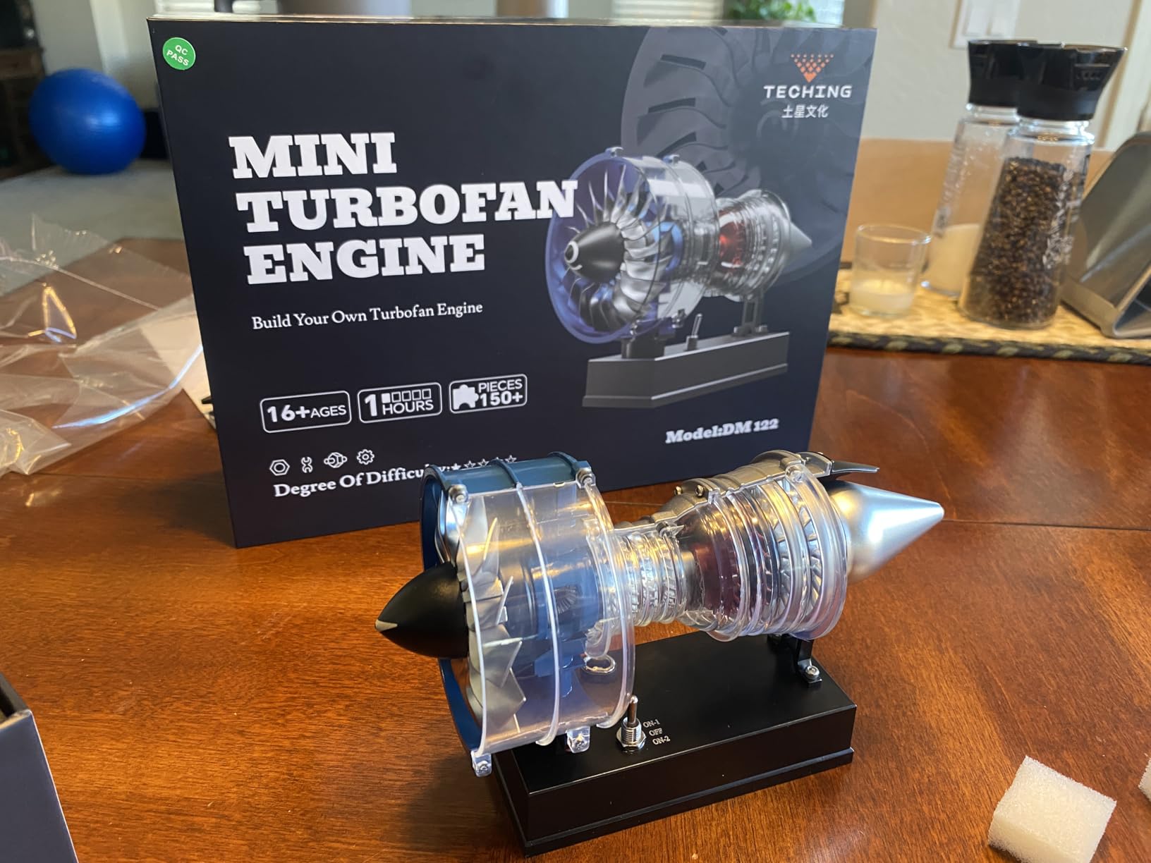 DM122 Mini Metal Turbofan Engine Model Kit That Works, 170+ Parts 1:20 Scale 4.41