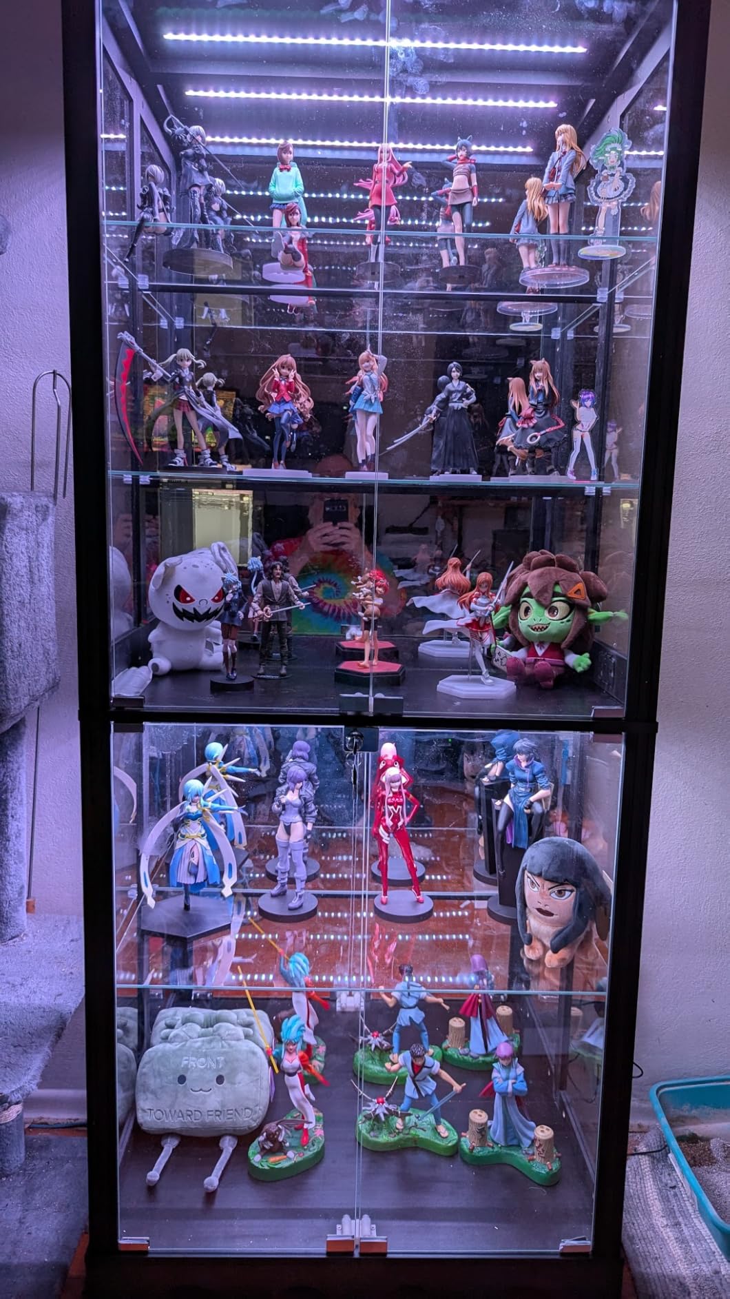 Dystler Display Cabinet with Glass Doors, 71'' Tall Curio Cabinet with RGB Lights for Collectibles, LED Display Case with Removable Shelf for Book/Medal/Figure, Black customer photo 1