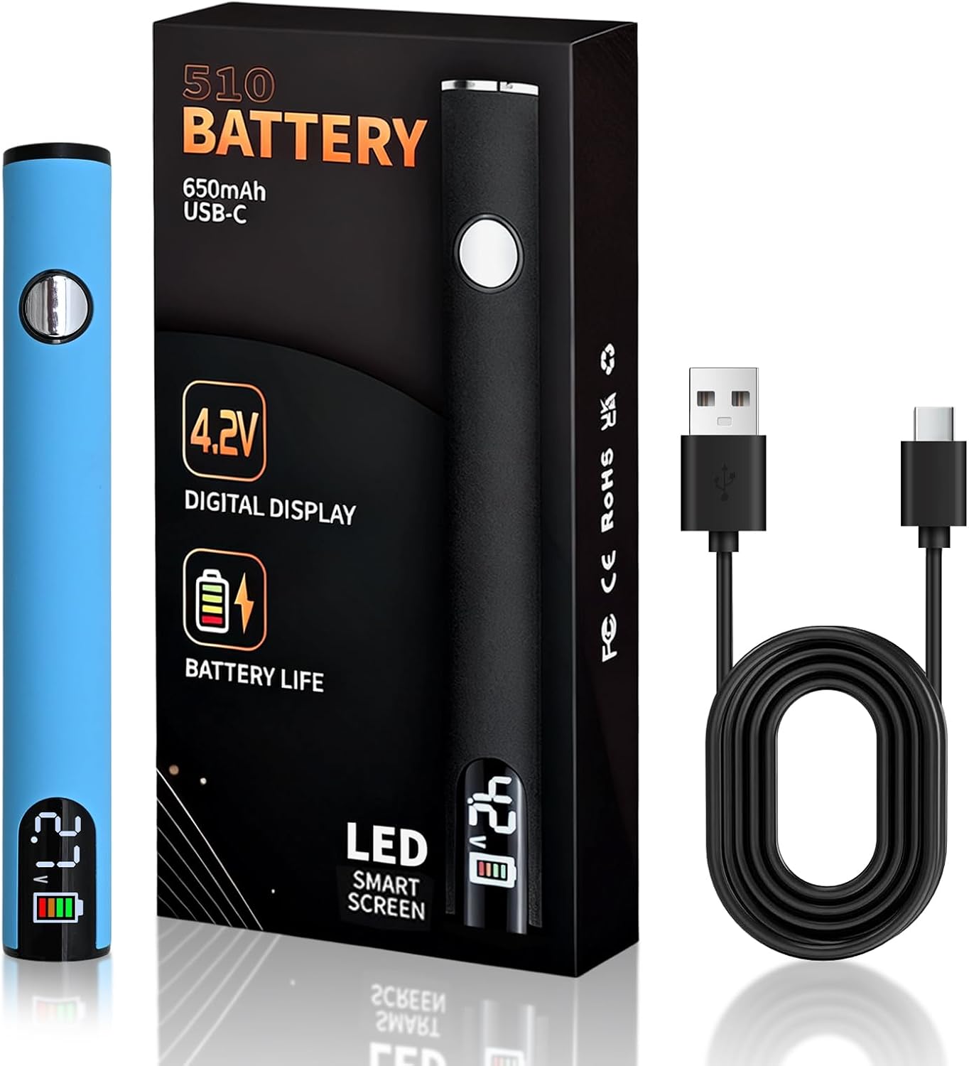 Portable Soldering Iron Cart Pen - USB-C Rechargeable with LED Screen, 510 Thread Universal Connector, 3-Temp Ceramic Heating (200-450°C), 650mAh for Electronics Repair, DIY, & Phone Fix (Blue) customer photo 1