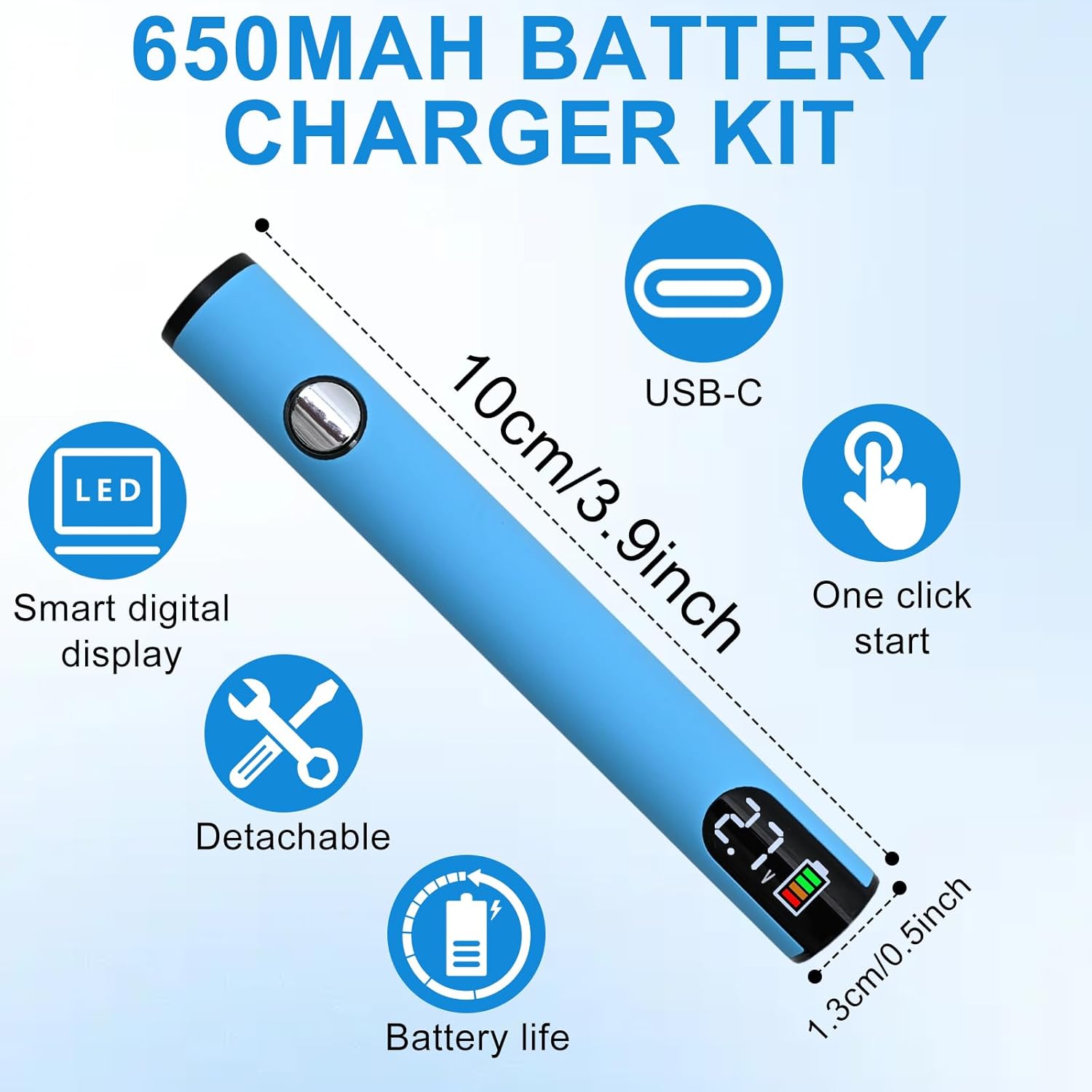 Portable Soldering Iron Cart Pen - USB-C Rechargeable with LED Screen, 510 Thread Universal Connector, 3-Temp Ceramic Heating (200-450°C), 650mAh for Electronics Repair, DIY, & Phone Fix (Blue) customer photo 2