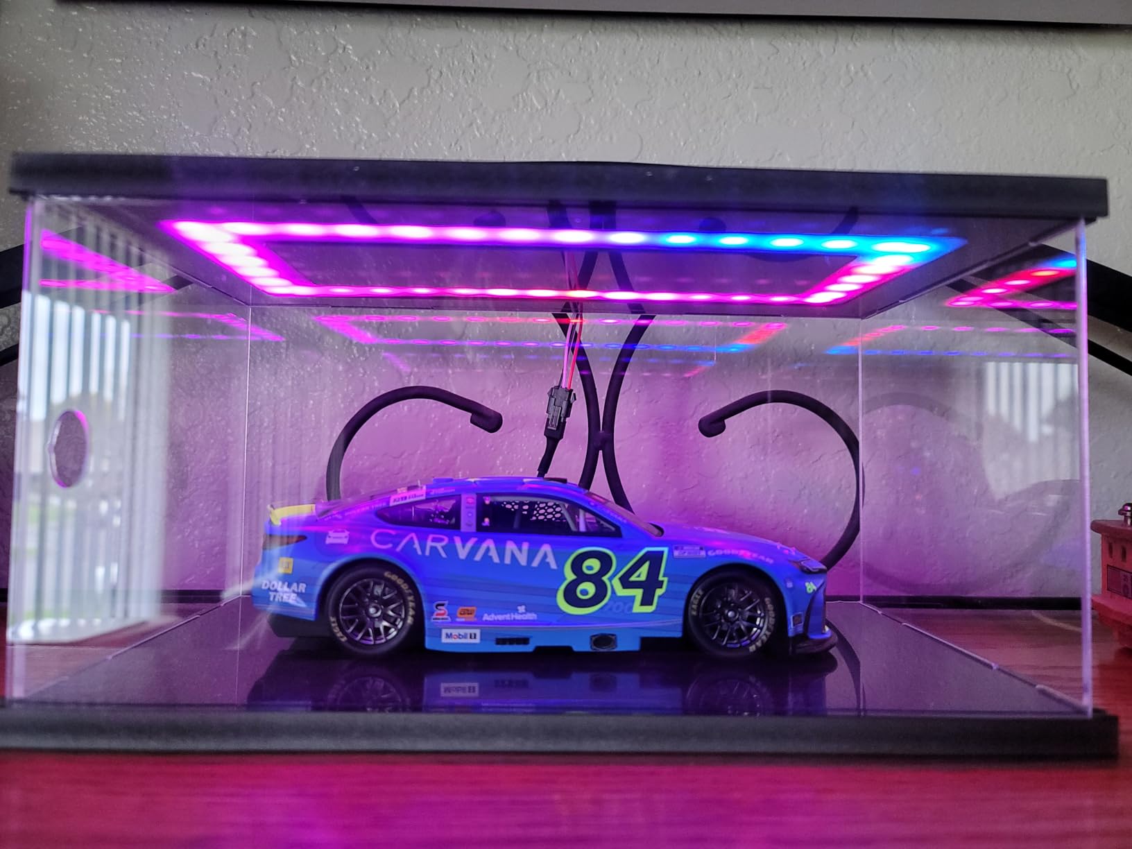 Clear Acrylic Display Case with Multi-Color LED Lights, Dustproof Showcase Display Box for 1/24,1/32 Scale Diecast Model Cars and Collectibles (1/24scale 11x6.3x5inch) customer photo 2