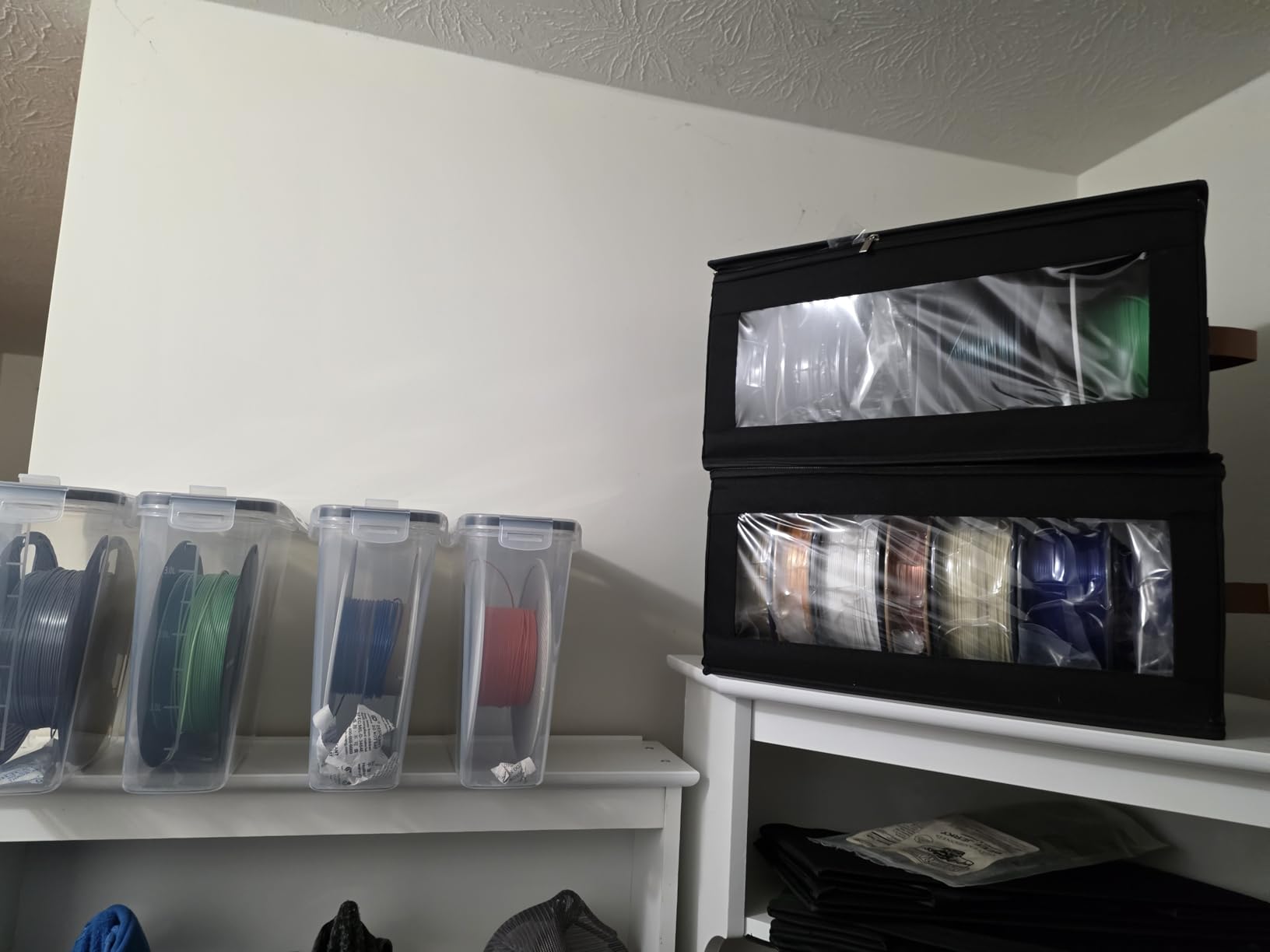 Qozary Filament Storage Box - 4 Pack 3D Printer Filament Storage Containers with Desiccants, Holds Up to 24 Rolls, 3D Printing Accessories Holder Rack for Home, Office Workshop, Studio customer photo 1