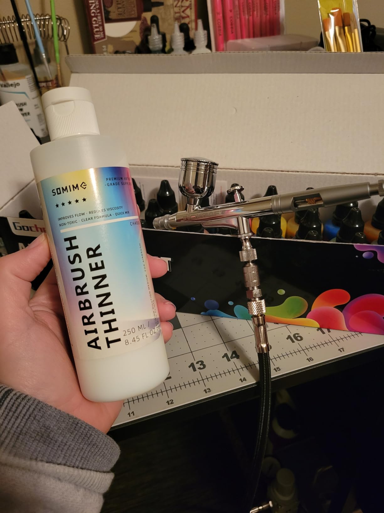 Somime Airbrush Thinner, 8.45 fl oz(250ml) Water-Based Airbrush Paint Thinner, Fluid Medium to Improve Paint Flow and Reduce Viscosity for Models, Metal, and Plastic customer photo 2