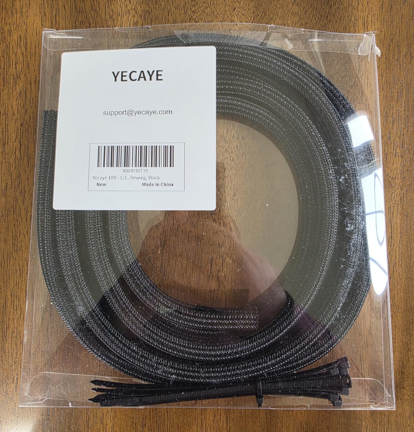 Yecaye 10ft - 1/2 inch Cable Sleeve Cord Protector, Split Braided Wire Loom Tubing for TV Computer USB Cable Organizer, Cable Management Cord Protectors from Pets no Chew, Black (with 10 Zip Ties) customer photo 2