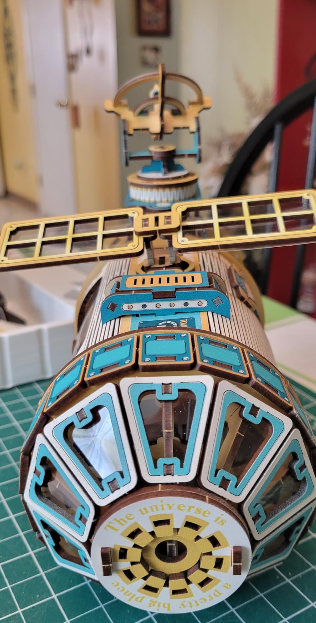 3D Wooden Puzzles International Space Station Model - Collectible Display Model with Interlocking Design, Motorized Solar Panels, Radar & Thrusters, LED Light Effects (Celestigon Station) customer photo 2