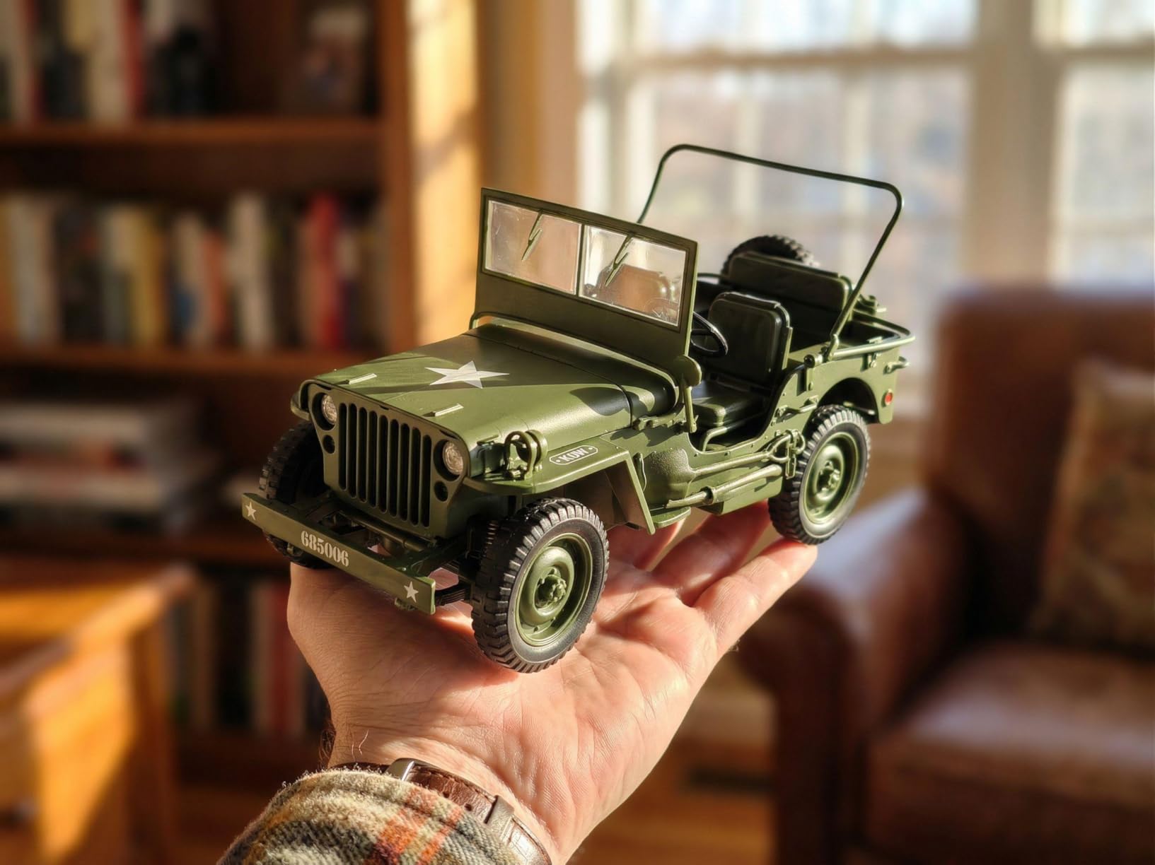 RZAPE 1:18 Willys Military Vehicle Collectible - Die-Cast Alloy Car Model,Authentic War Vehicle Model for Display & Veteran Tribute,Gift for Adult customer photo 1