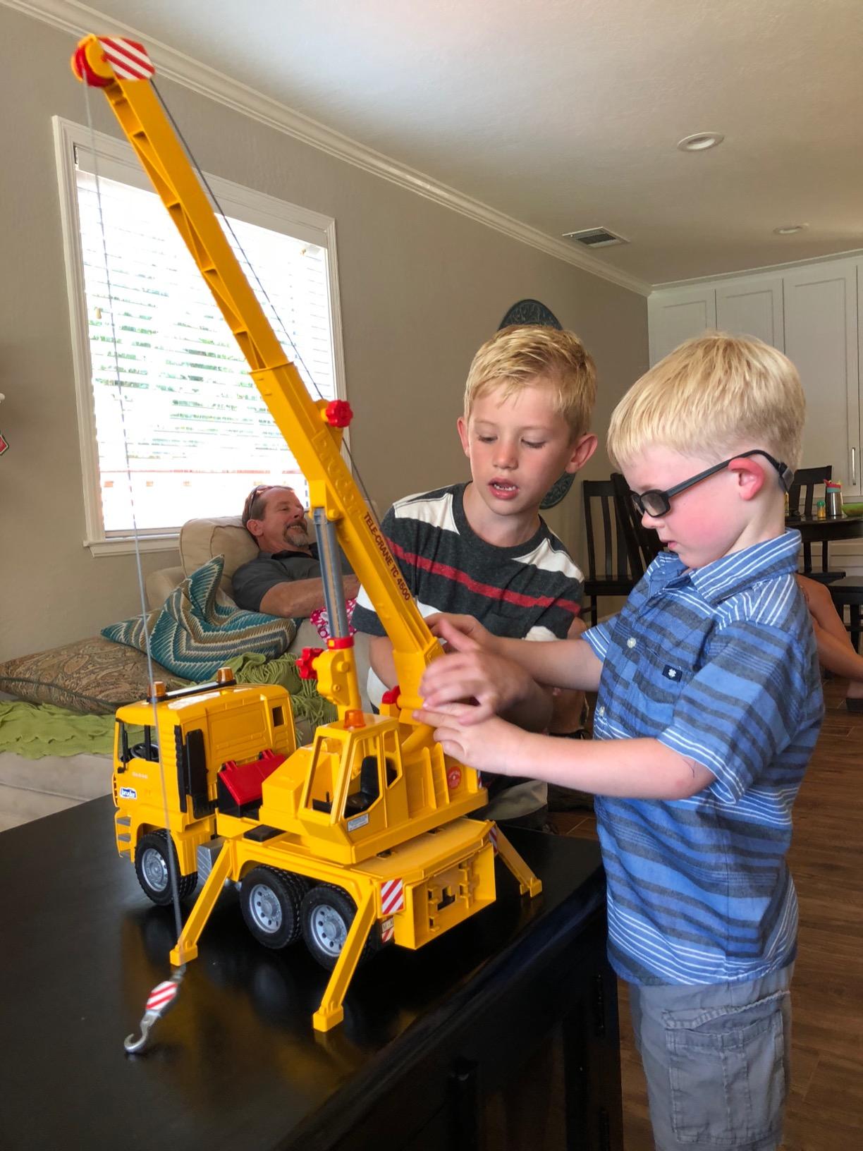 Bruder MAN TGA Crane Truck 02754 | 1:16 Scale Construction Toy with Extendable Boom, Rotating Crane, and Outriggers | Made in Germany for Indoor and Outdoor Play customer photo 2
