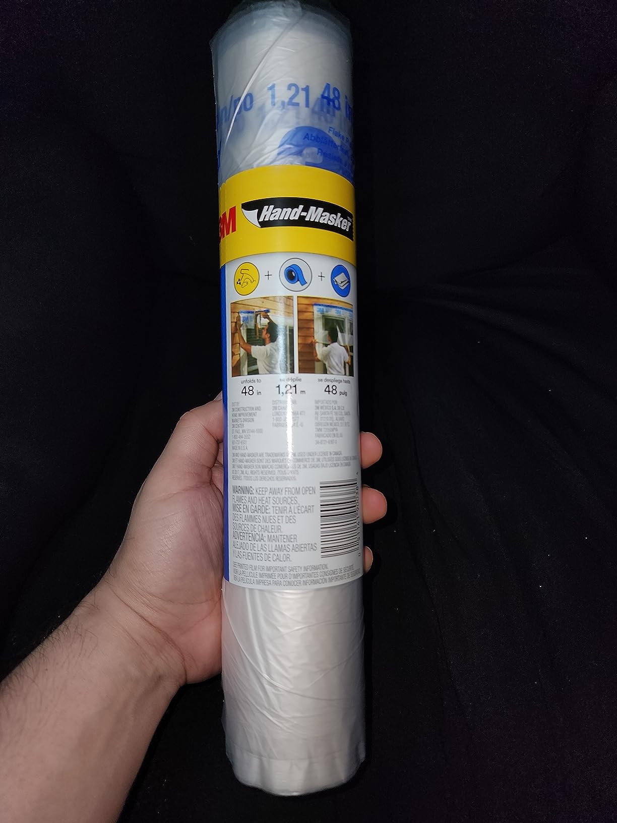 3M Hand Masker Advanced Masking Film, 48 in x 180 ft, Static Cling Keeps Film in Place, Prevents Liquids From Bleeding Through, Flake Resistant, For Indoors & Outdoors Use, 1 Roll (AMF48) customer photo 1