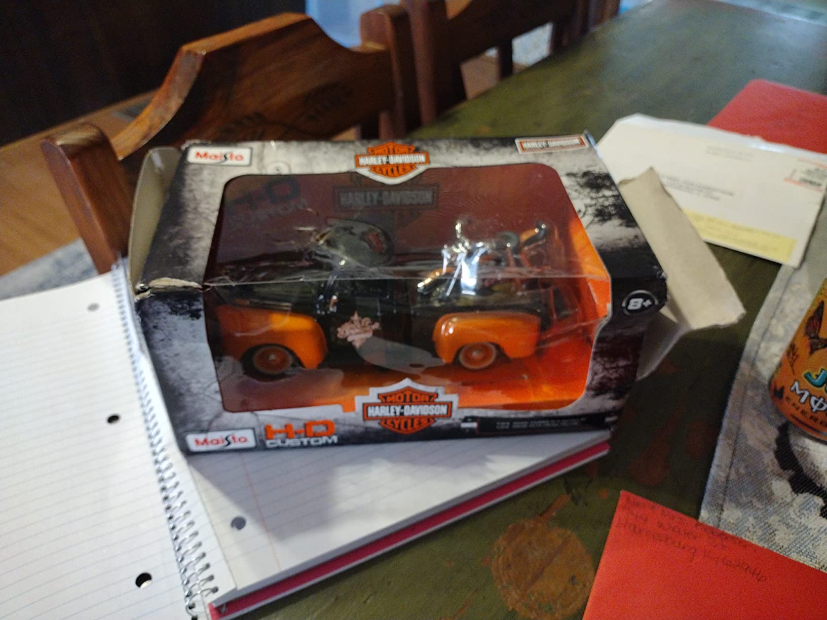 1948 Ford F-1 Pickup Truck with 1958 Harley Davidson FLH Duo Glide Motorcycle Orange and Black 1/24 Diecast Models by Maisto customer photo 1
