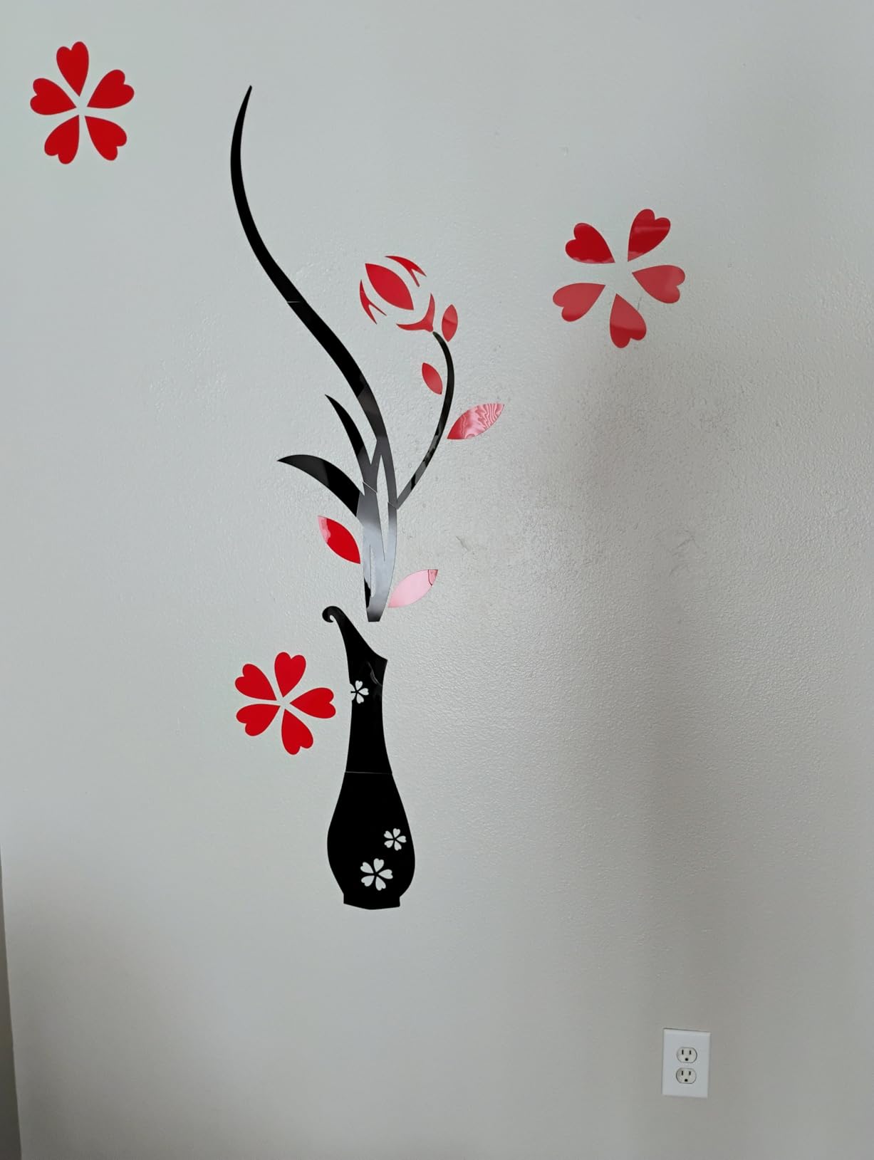 3D Vase Wall Murals for Living Room & Bedroom, DIY Wall Decal, Originality Stickers Gift, Red, 59 X 23 inches customer photo 1