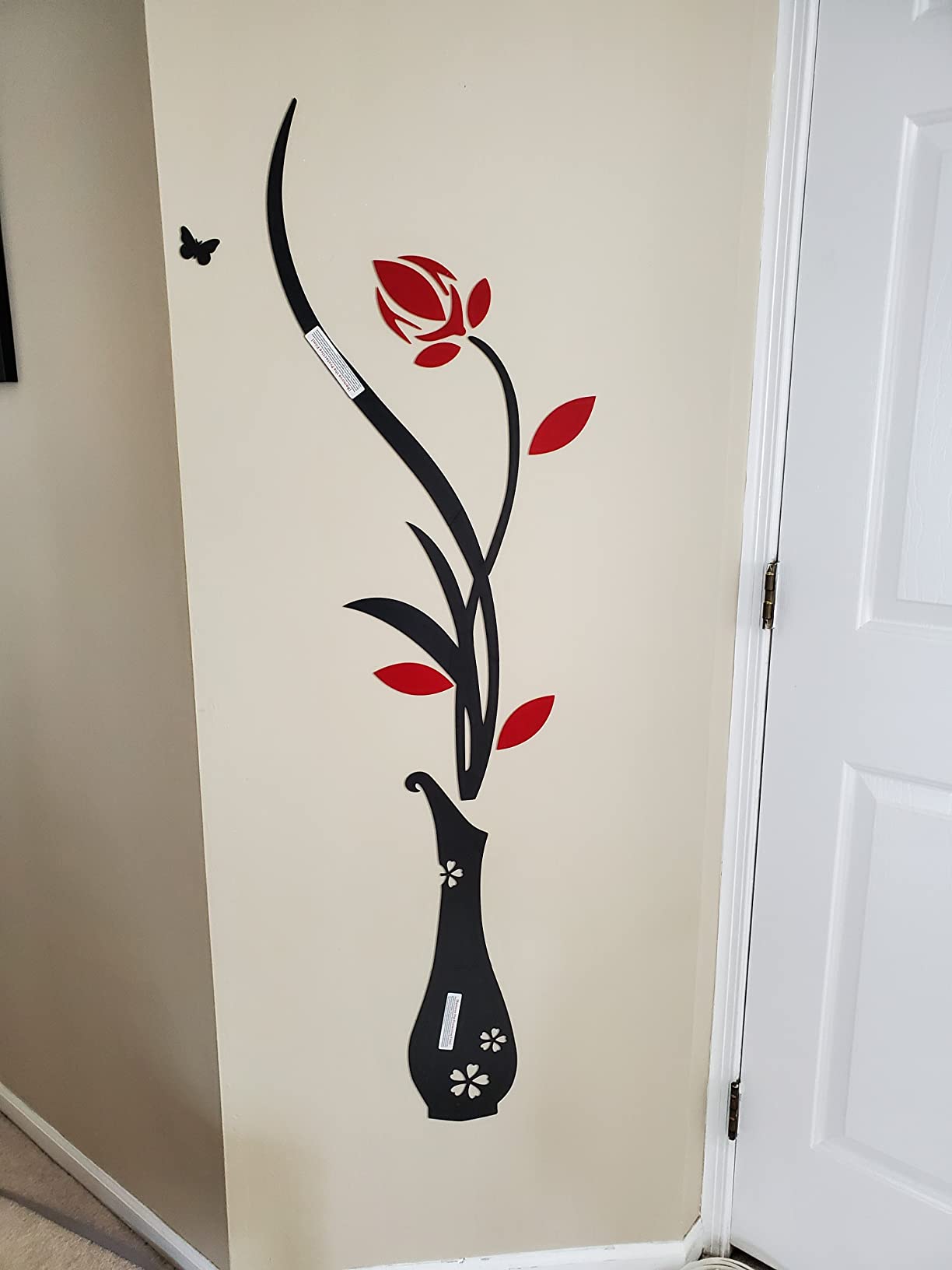 3D Vase Wall Murals for Living Room & Bedroom, DIY Wall Decal, Originality Stickers Gift, Red, 59 X 23 inches customer photo 2