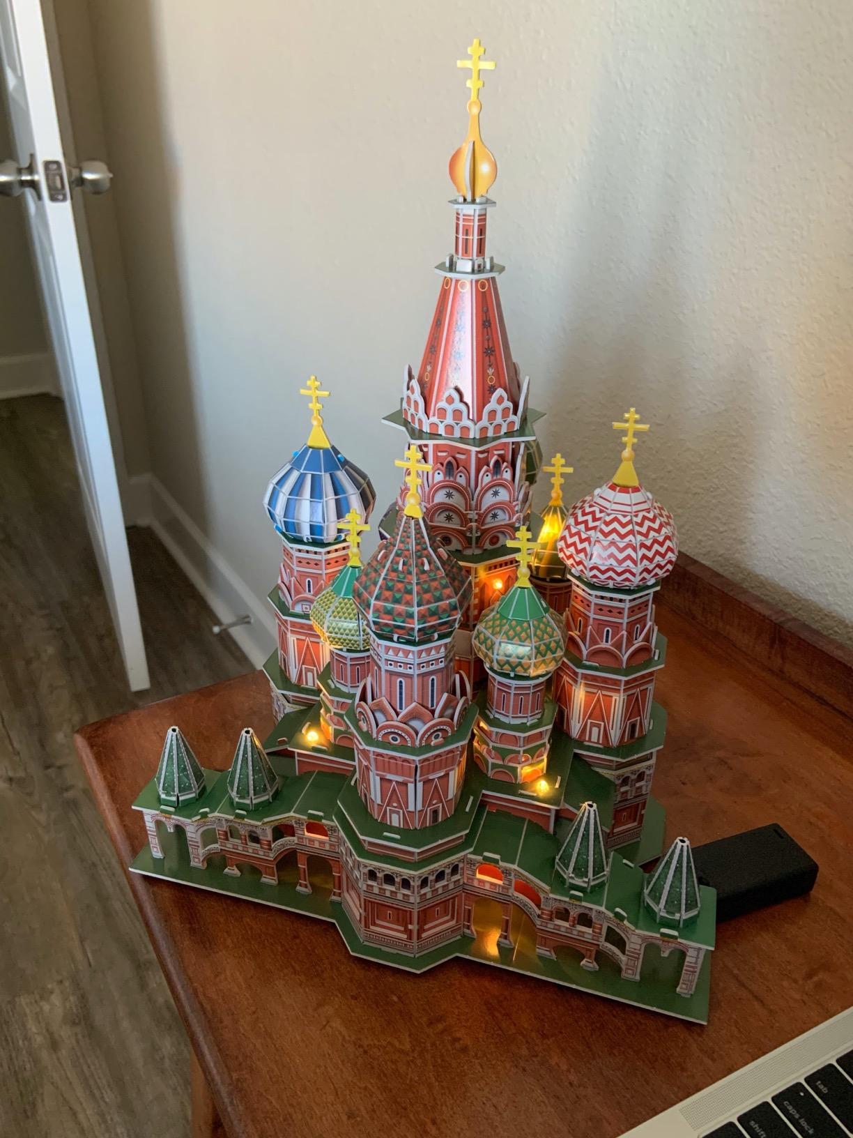 CubicFun LED Russia Cathedral 3D Puzzles for Adults Kids, St.Basil's Cathedral Architecture Building Church Model Kits Toys for Teens, 224 Pieces customer photo 2