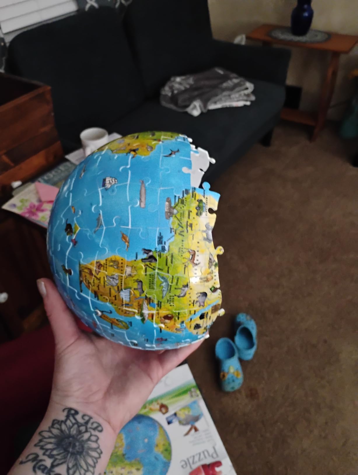 Ravensburger Children's World Globe 180 Piece 3D Jigsaw Puzzle | Easy Click Technology | Displayable Art | Perfect for Kids and Adults | 10.5 in Diameter customer photo 2