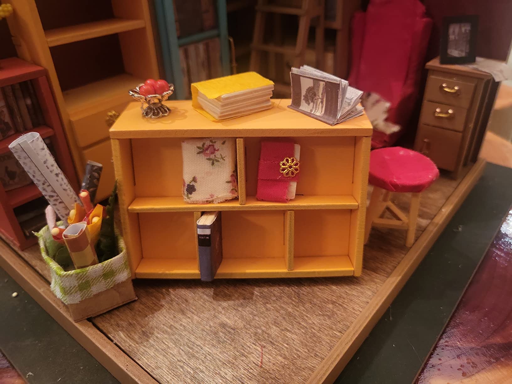 DIY Miniature Dollhouse Kit Bookstore Room Making Kit Mini Library Diorama Kit Wooden Model Building Set Hobby Christmas Birthday Gifts for Adults Women Family (Sam's Study) customer photo 2