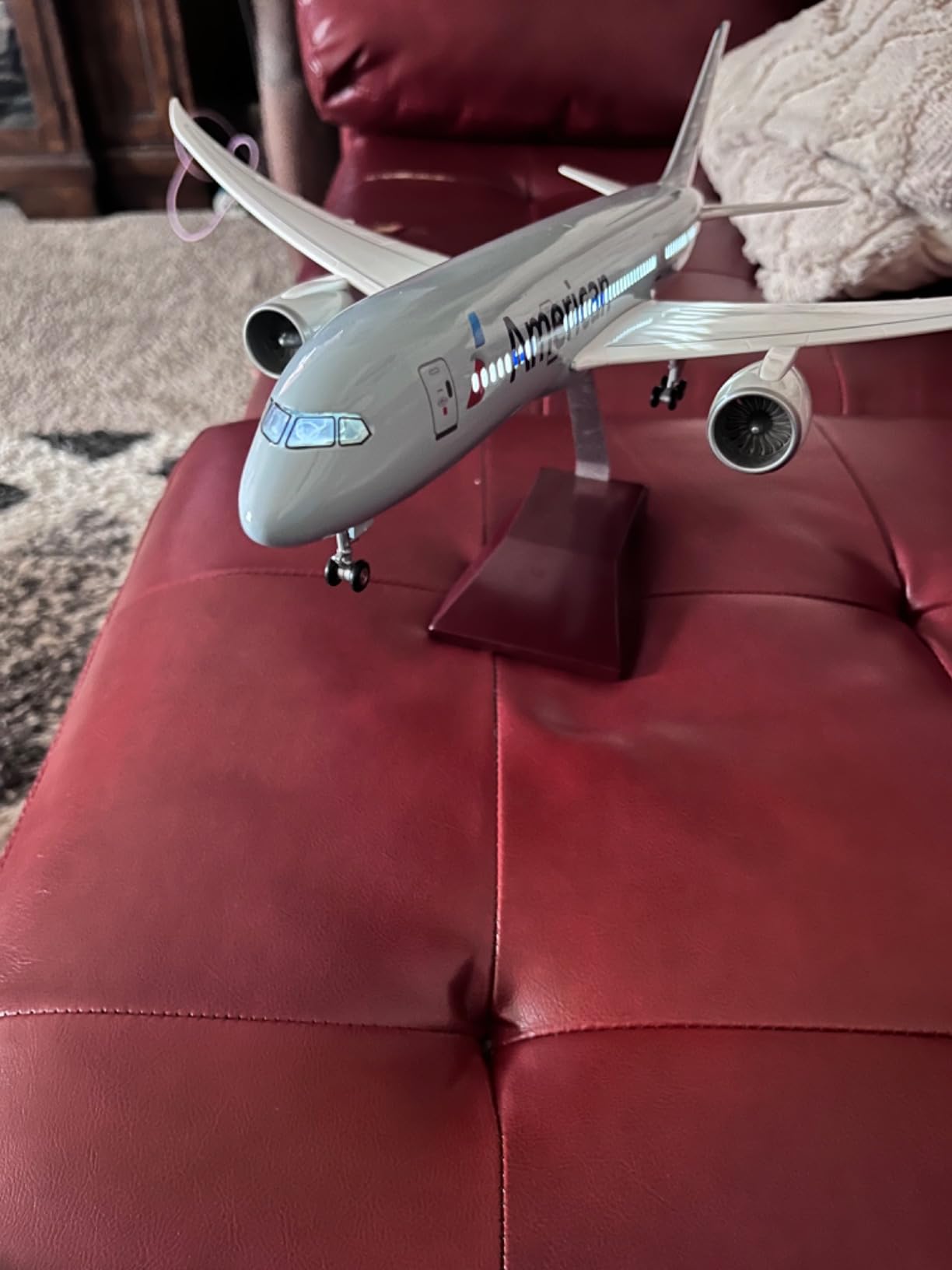 Boeing 787 1:130 Scale Jet Model with LED Light (Touch/Sound Control) for Decoration or Gift customer photo 1