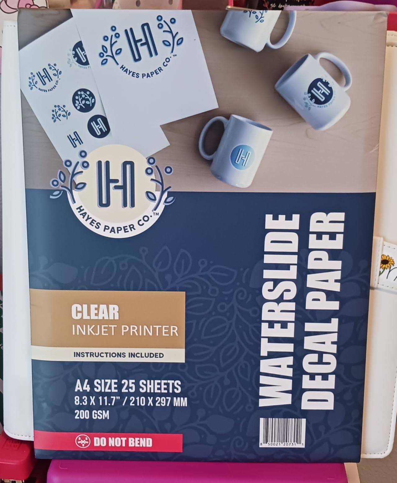 Hayes Paper, Waterslide Decal Paper INKJET WHITE 20 Sheets Premium Water Slide Transfer Paper, Bright White, A4 Size, 8.25 x 11.7 Inch customer photo 1