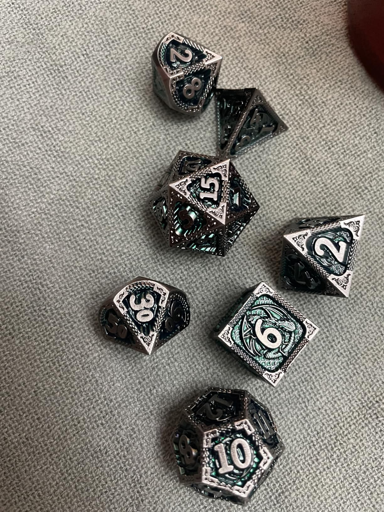Haxtec Antique Metal DND Dice Set Iron Silver Polyhedral D&D Dice with Leather Dice Bag Compatible with Dungeons and Dragons TTRPG Gifts for DND Lovers DM Masters customer photo 1