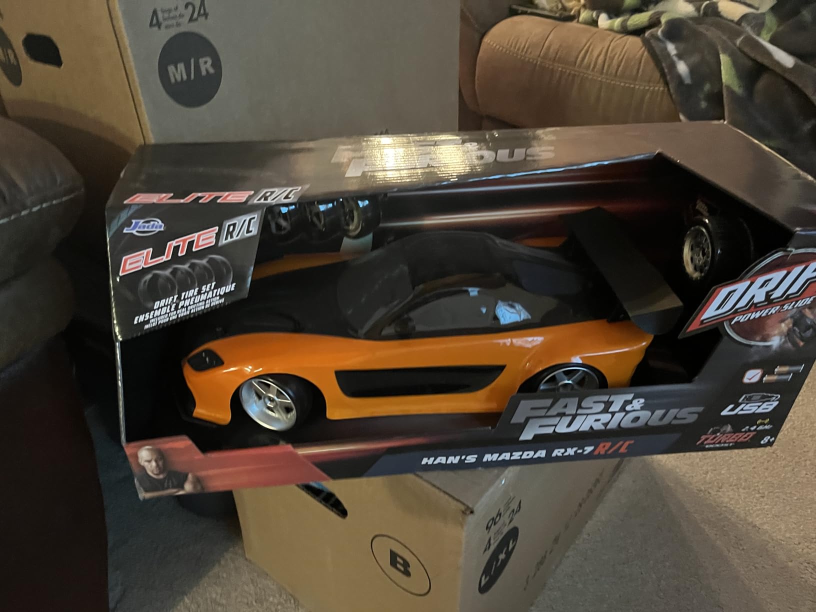 Jada Toys Fast & Furious Han's Mazda RX-7 Drift RC Car, 1:10 Scale 2.4Ghz Remote Control Orange & Black, Ready to Run, USB Charging (Standard) (99700) customer photo 2