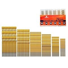 INTOO Mini Drill Bit Set 60 Pcs+12 Pcs Free High Speed Steel HSS Titanium Micro Drill Bits 3/64