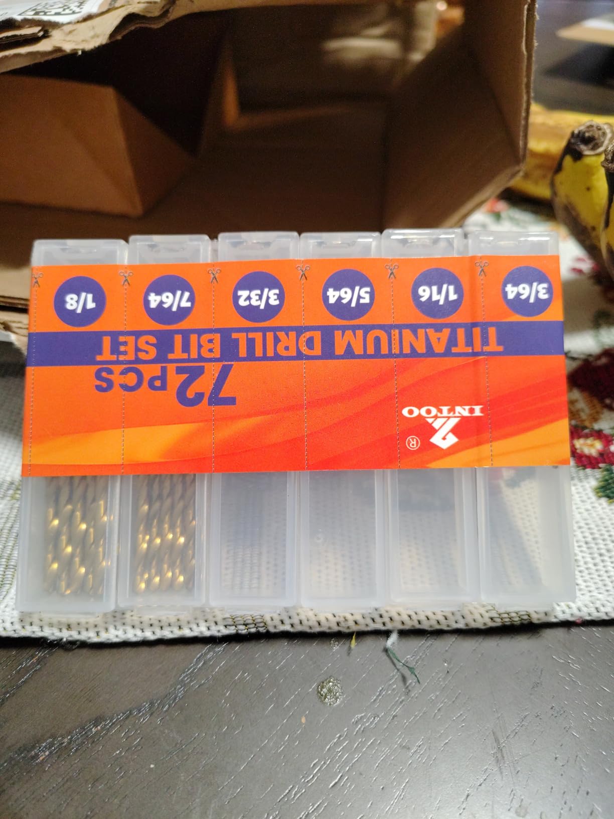 INTOO Mini Drill Bit Set 60 Pcs+12 Pcs Free High Speed Steel HSS Titanium Micro Drill Bits 3/64