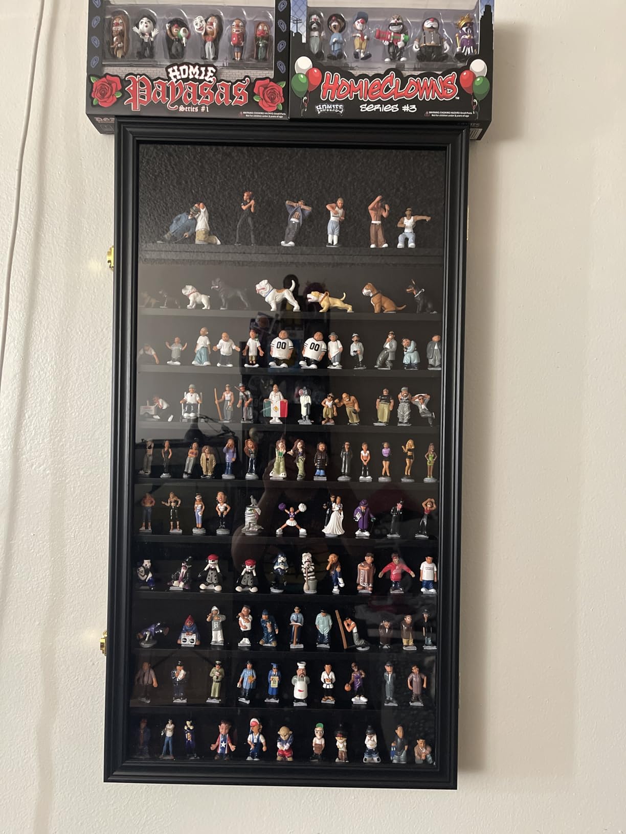 Building Block Toy Minifigures Miniatures Thimble Display Case Wall Cabinet Standing Plates Included, UV Protection Door Black Finish Frame customer photo 1